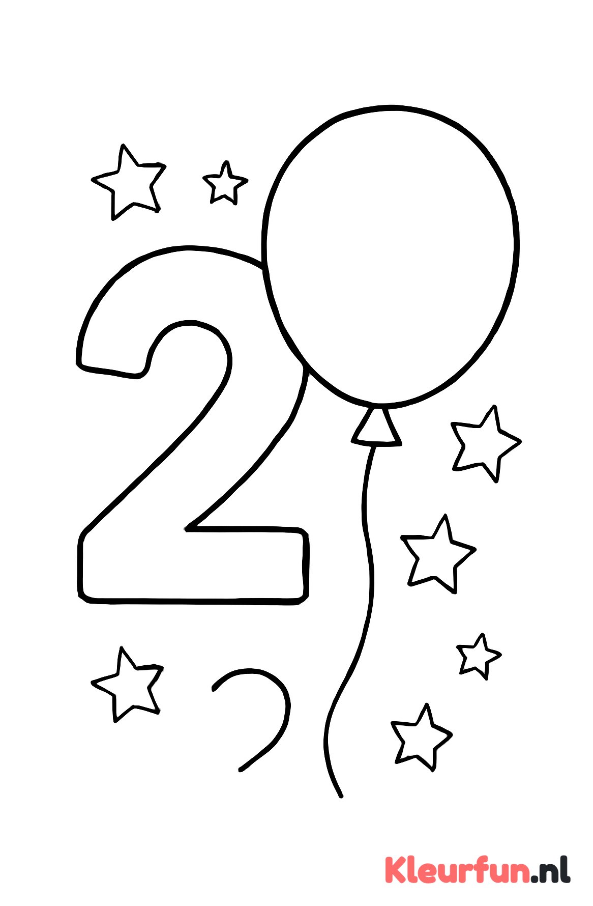 Cijfer 2 met ballonnen en sterren
