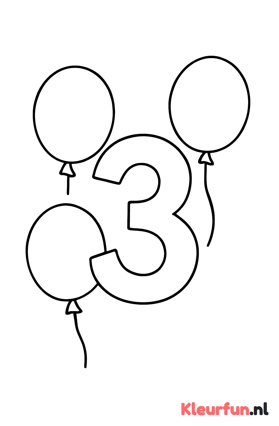 Cijfer 3 met ballonnen