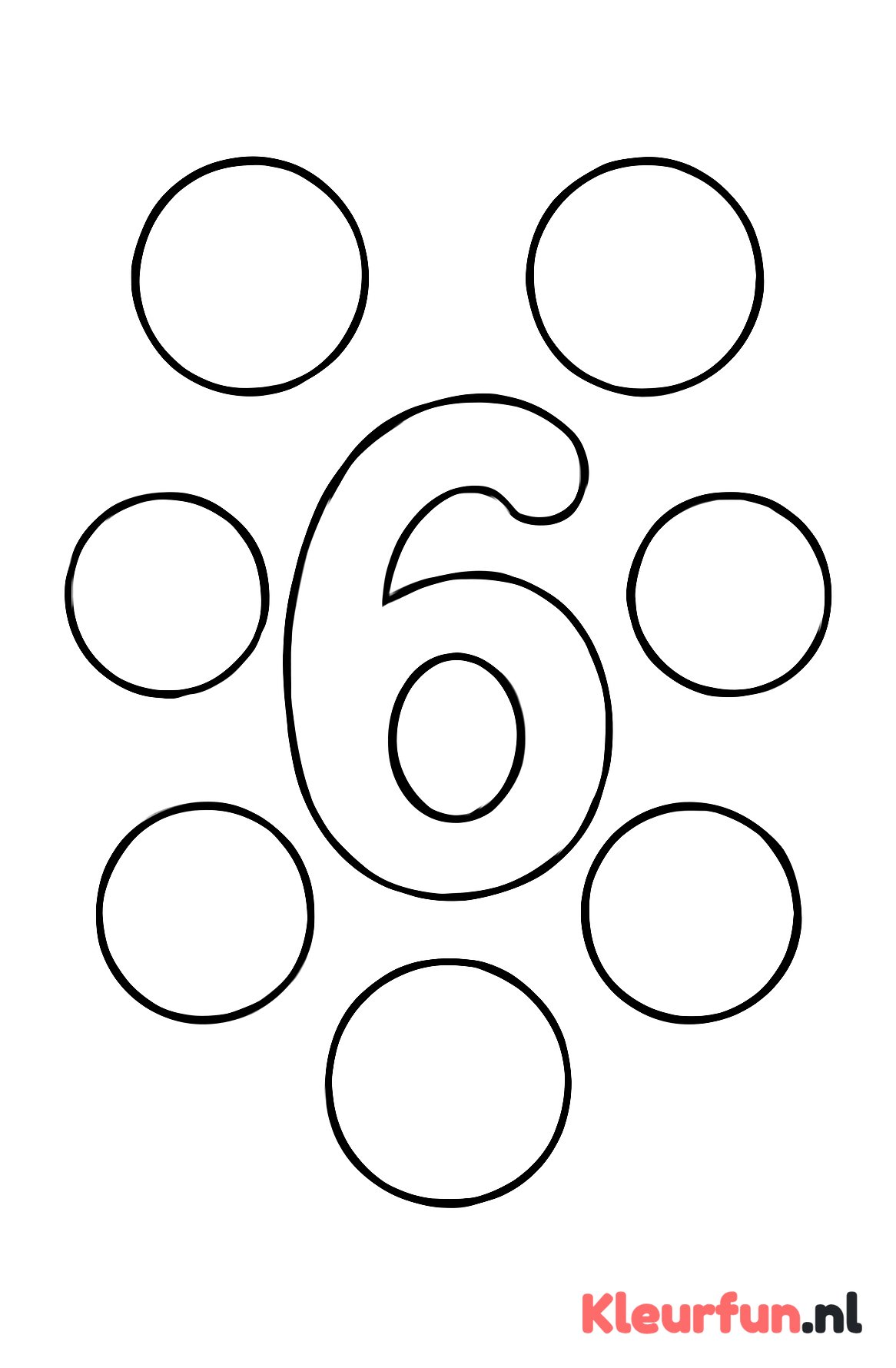 Cijfer 6 met zes cirkels