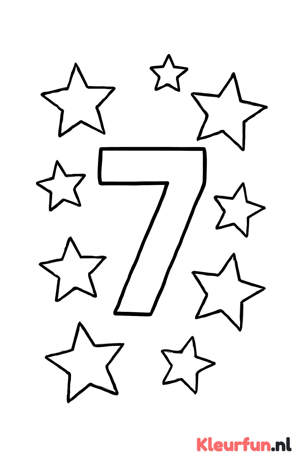 Cijfer 7 met zeven sterren