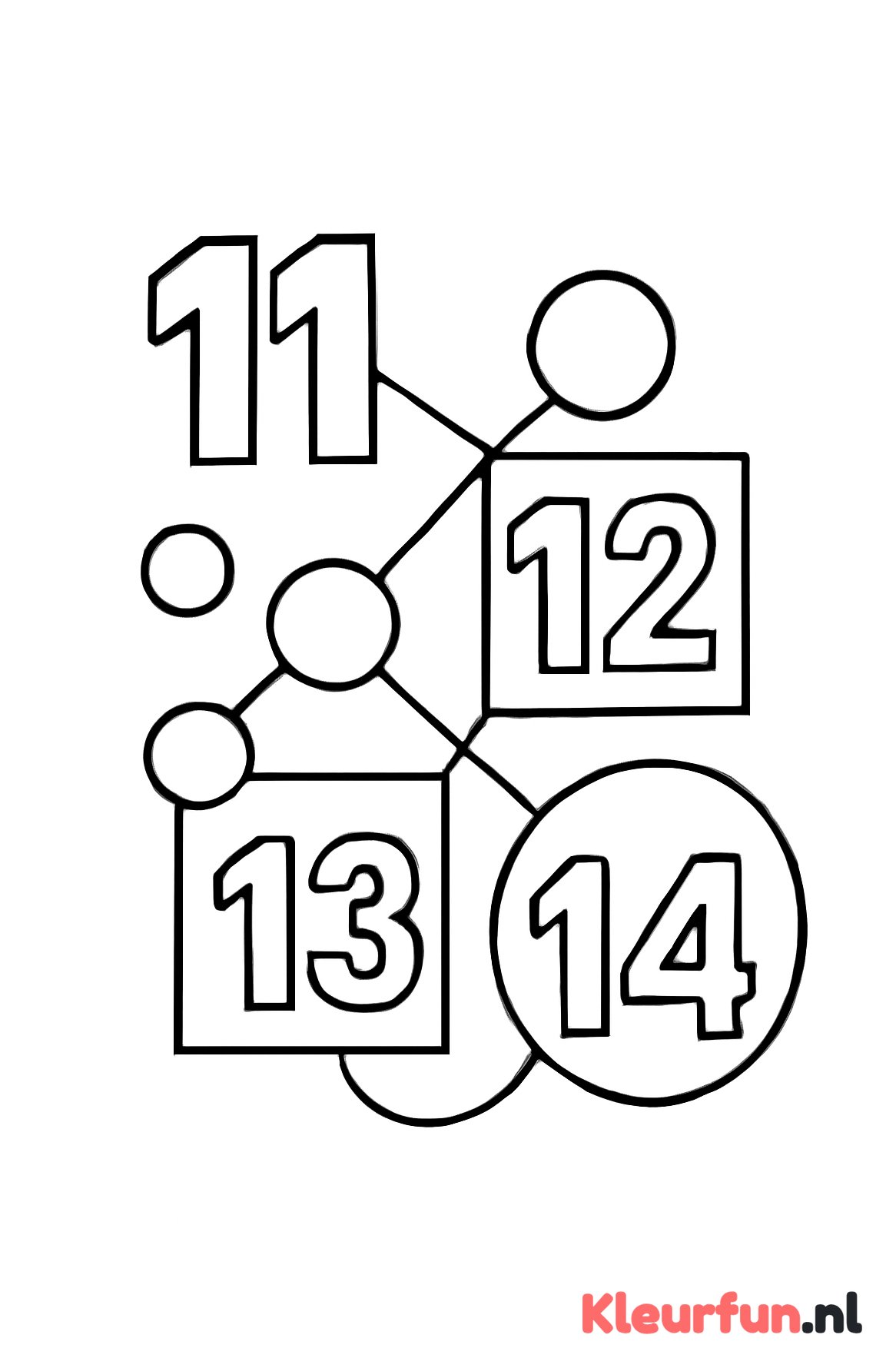 Cijfers 11 tot 14 verbonden
