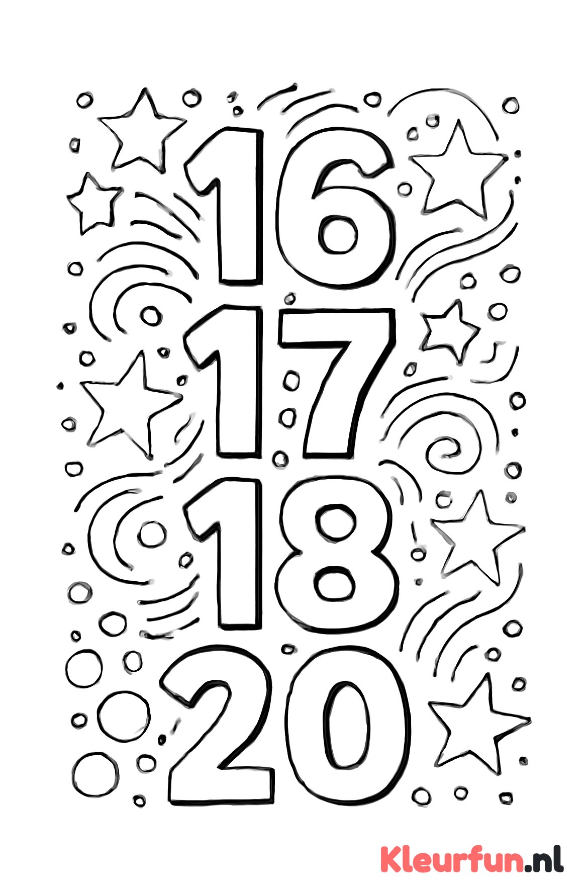 Cijfers 16 tot 20 met stijlvolle patronen