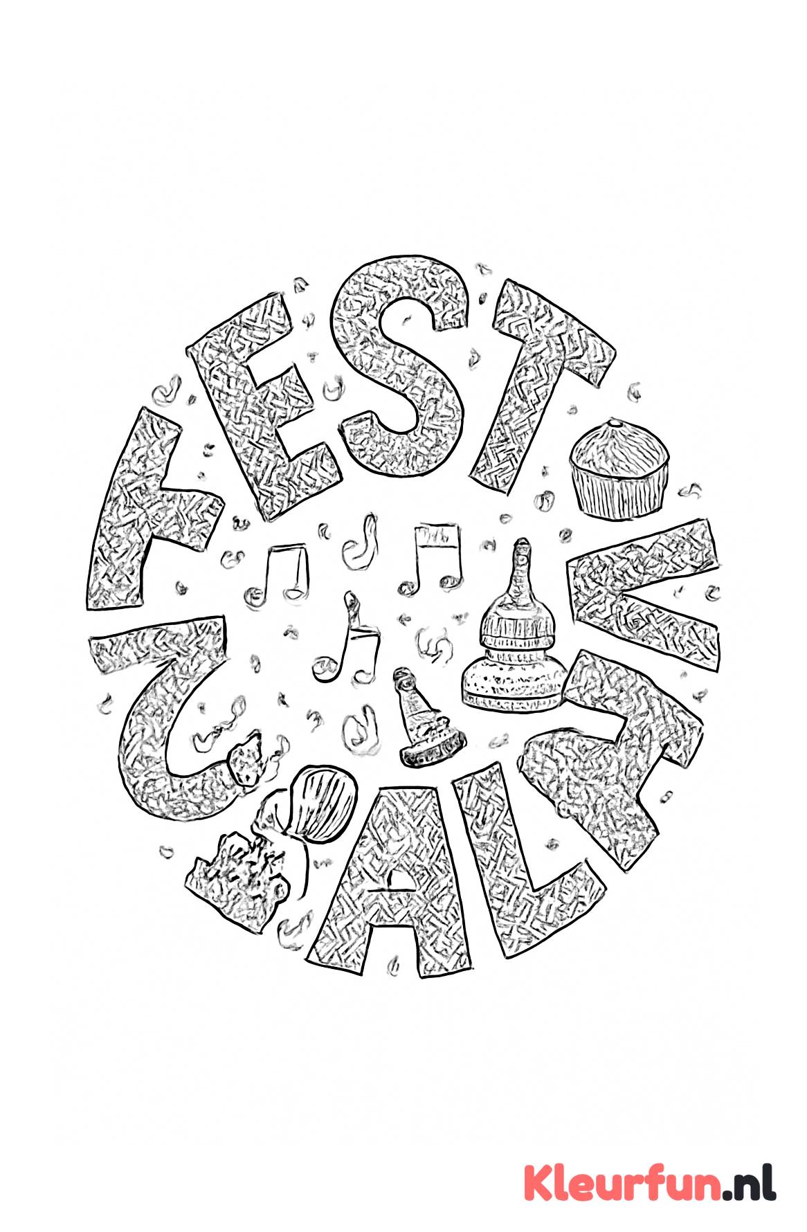 Feestelijke cirkel letters met patronen