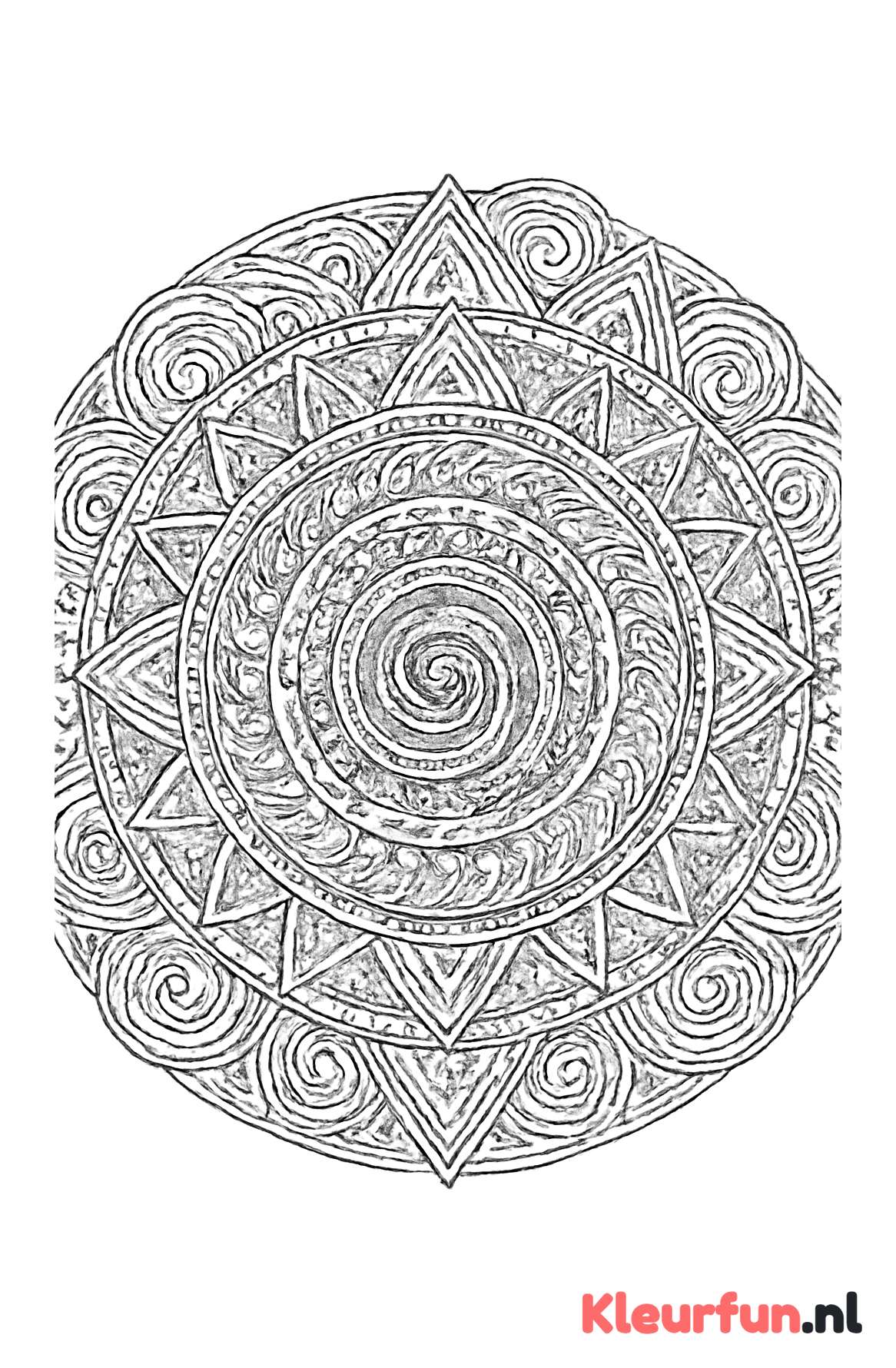 Mandala met concentrische cirkels en spiralen