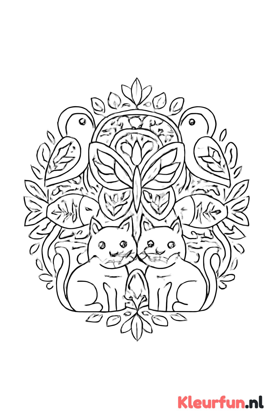Mandala met verschillende dieren gecombineerd