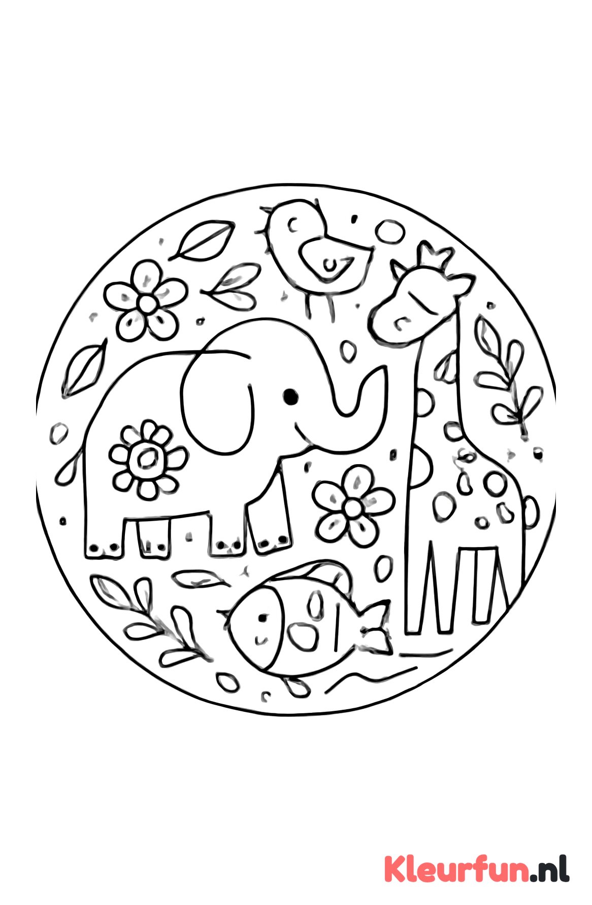 Gevarieerde dieren mandala