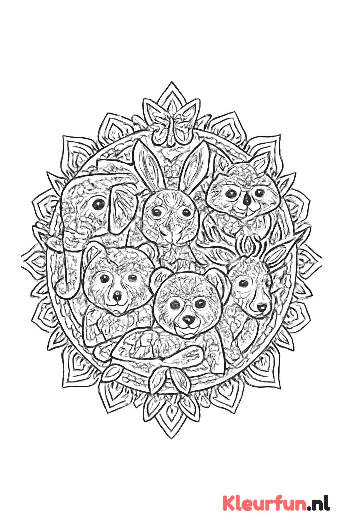Mandala met kleine en grote dieren