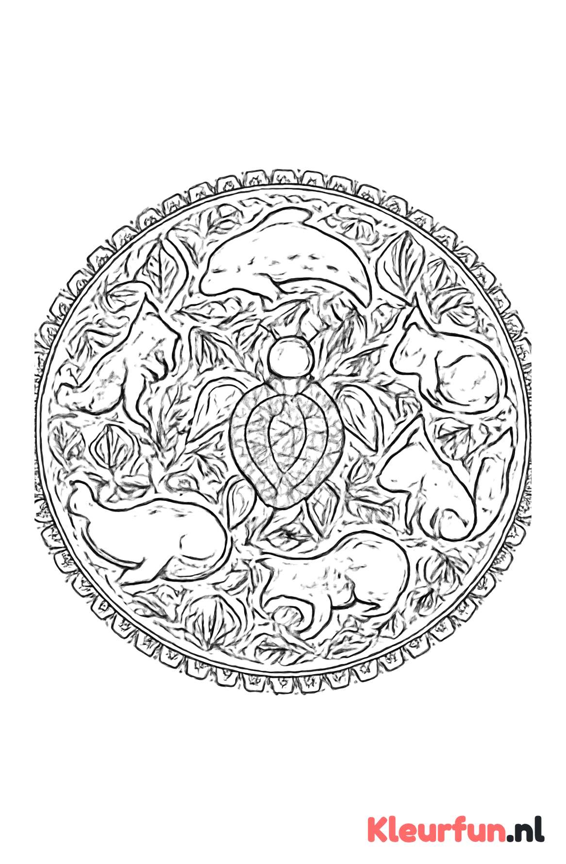 Mandala met zee- en landdieren