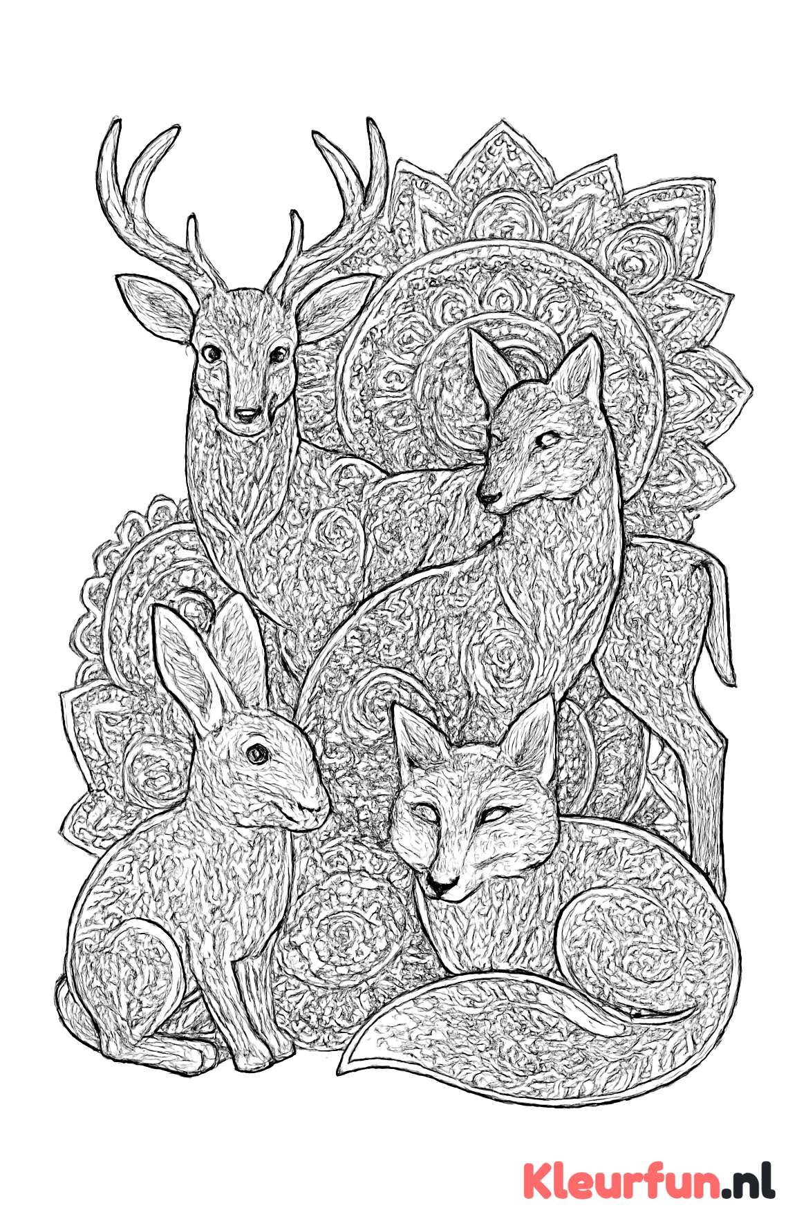 Mandala met zoogdieren in detail