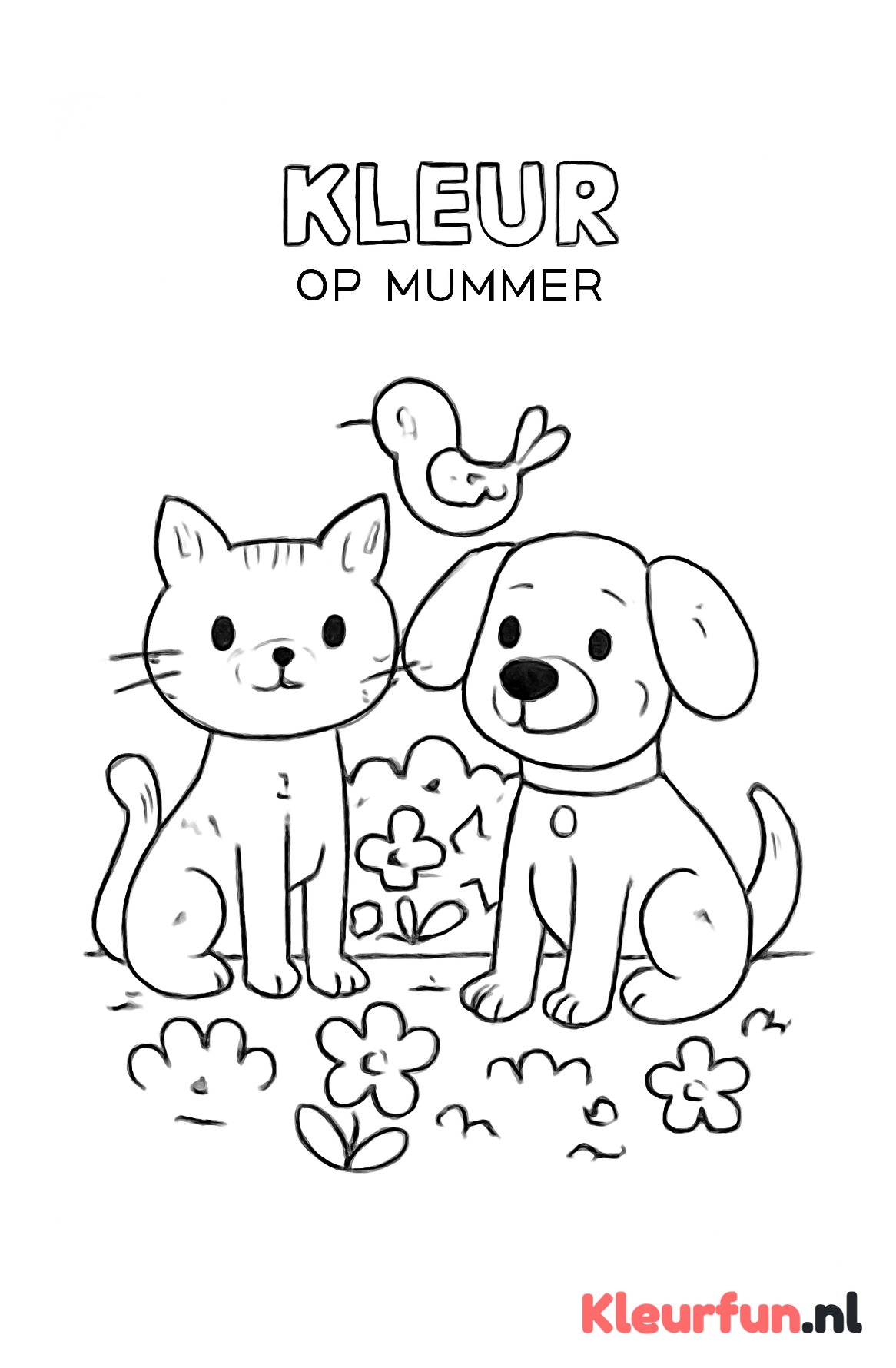 Dieren kleurplaat op nummer