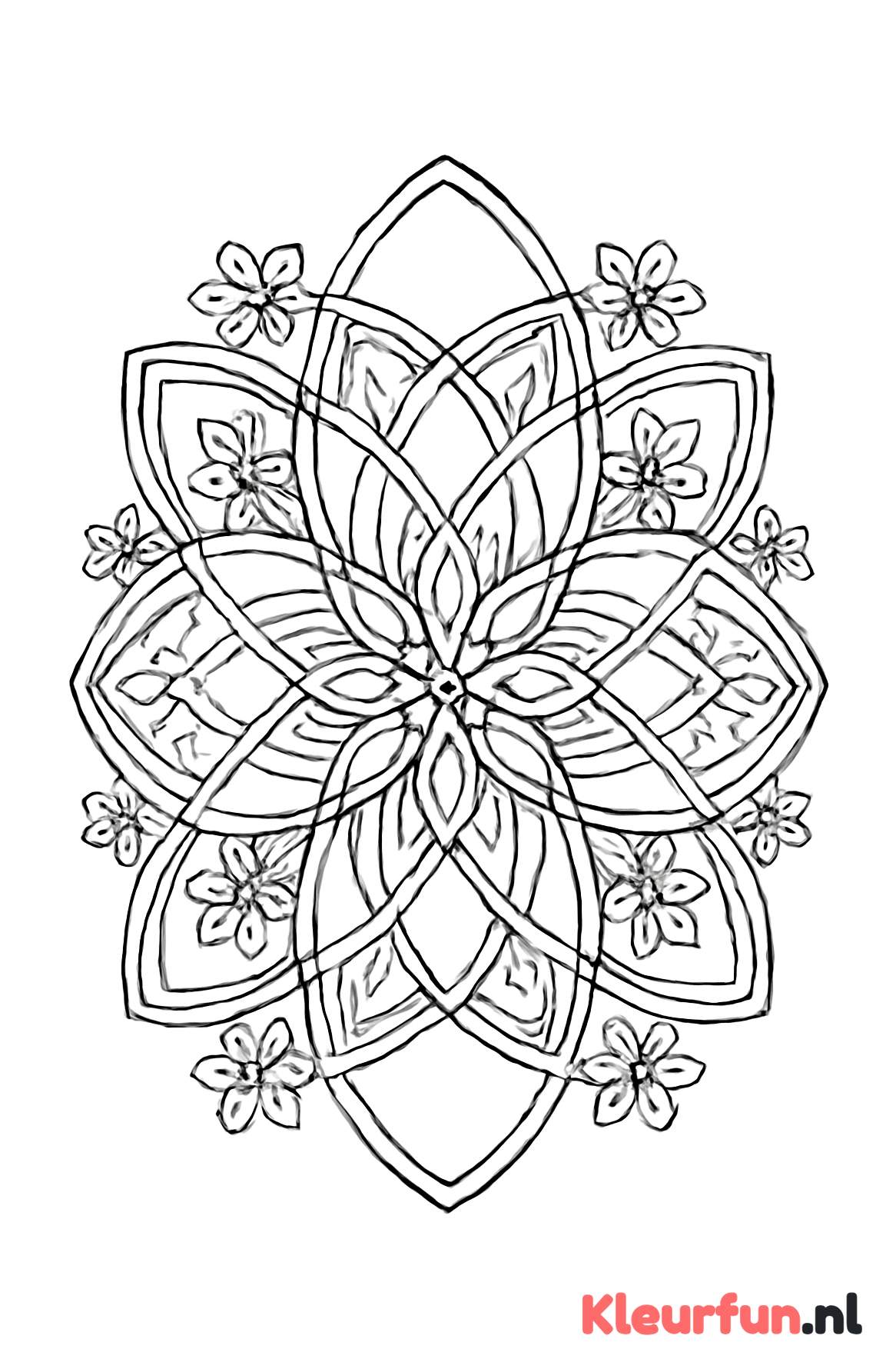 Mandala met ellipsen en symmetrische lijnen