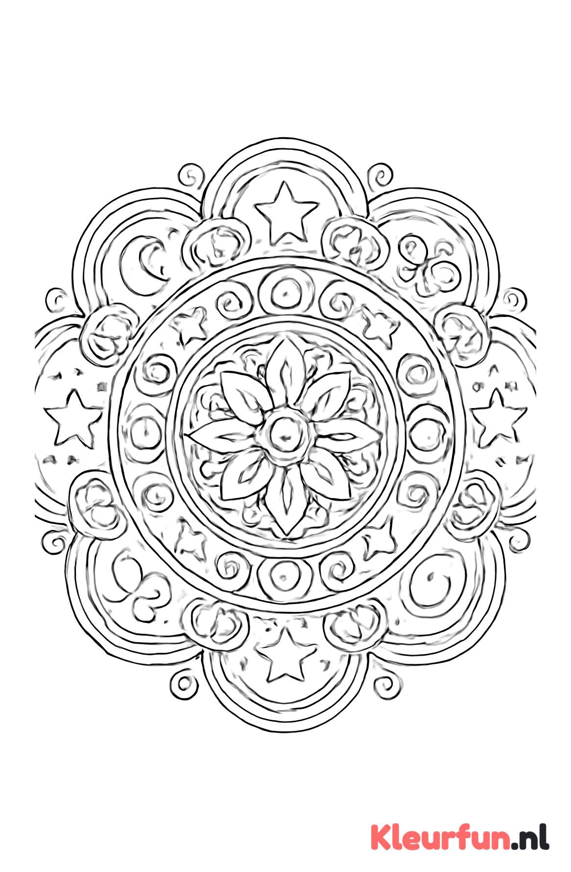 Gedetailleerde mandala met cirkels en sterren