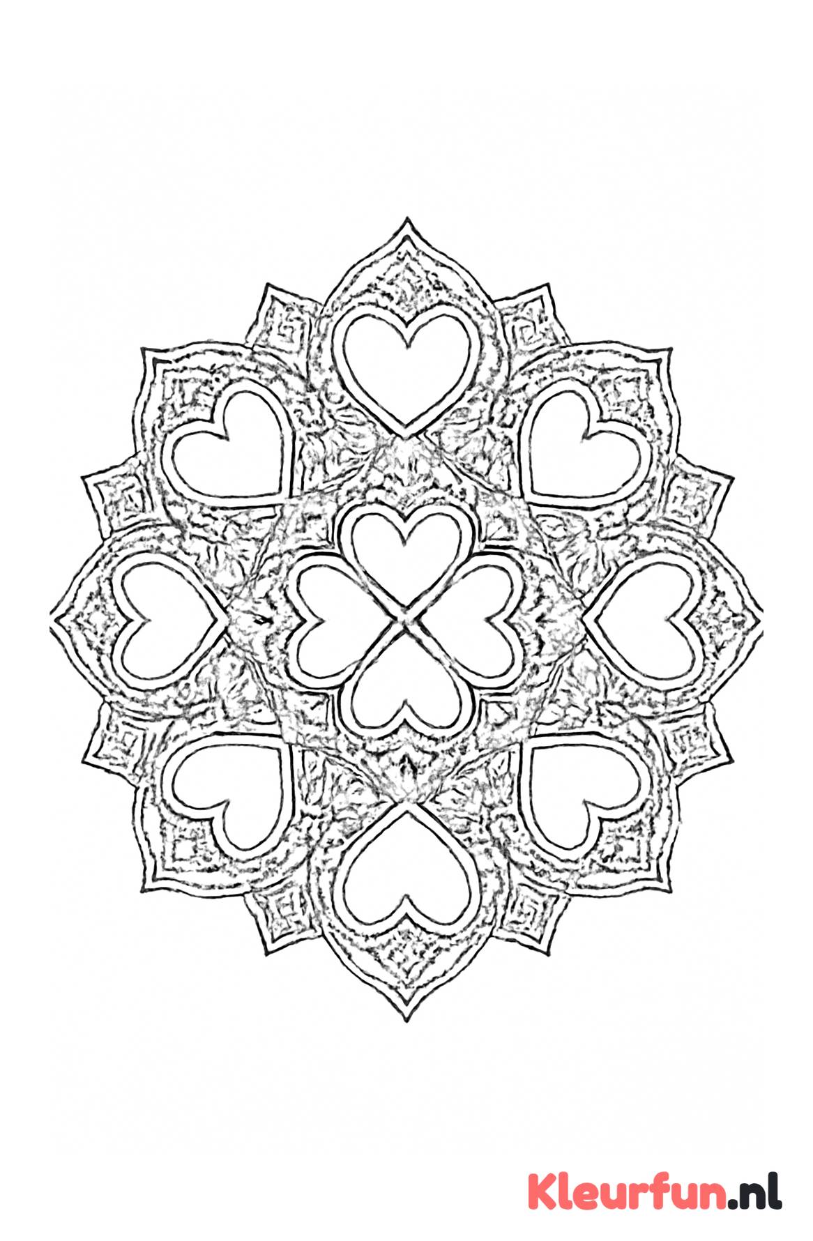 Geometrische hartjes mandala
