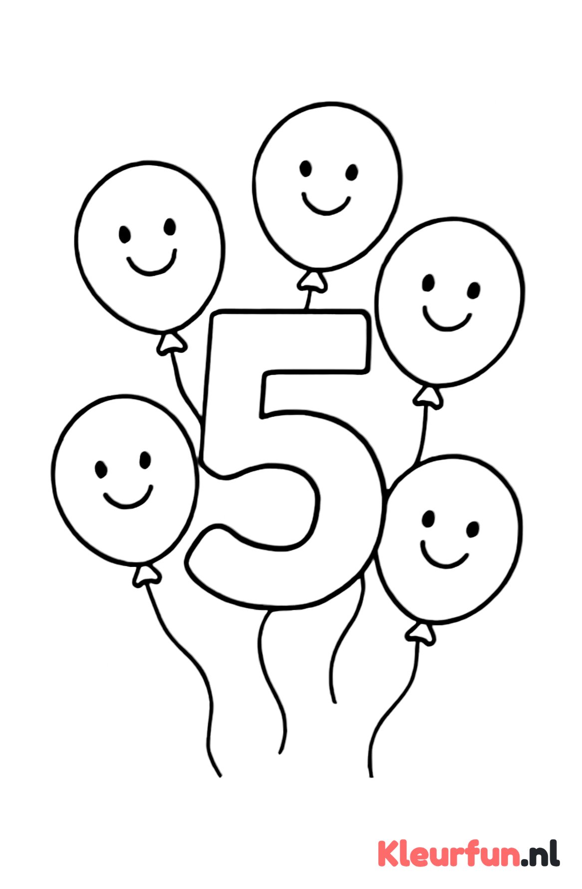 Getal 5 met ballonnen