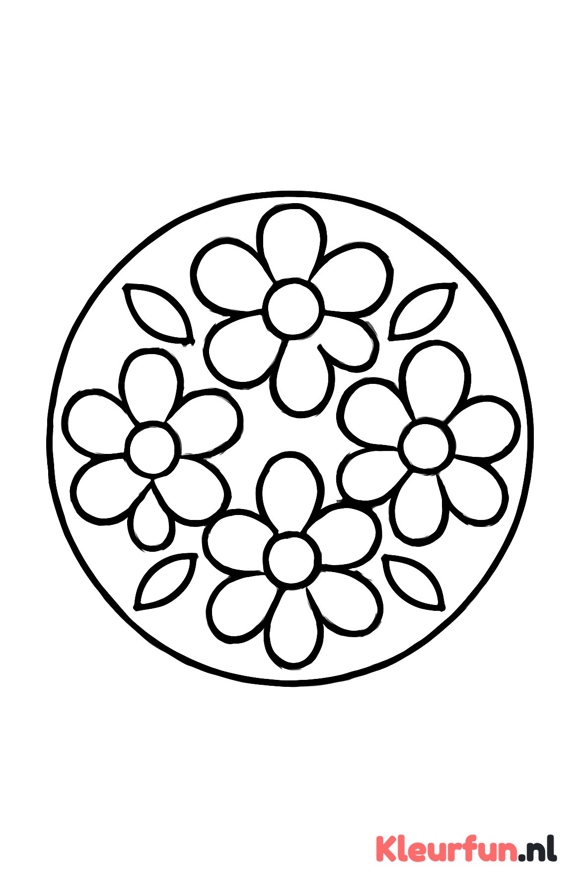 Grote bloemen mandala kleurplaat