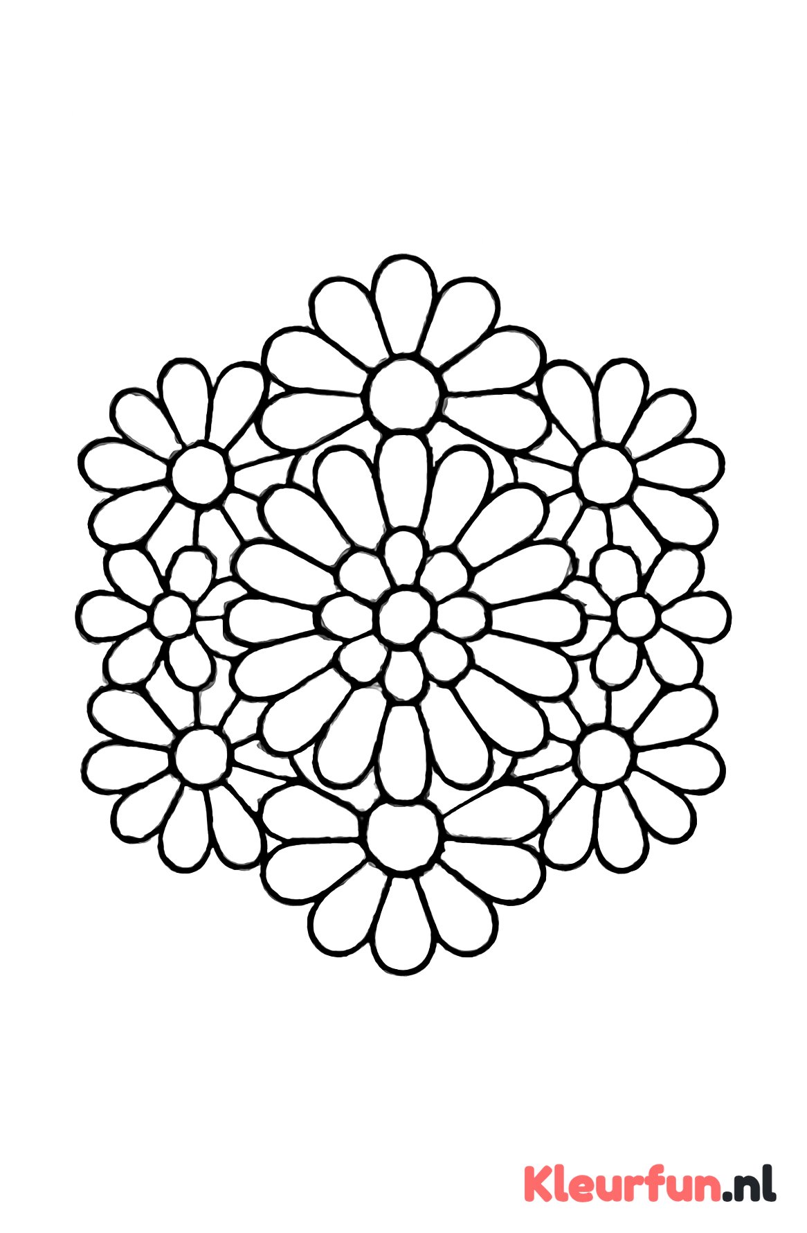 Grote bloemenmandala, eenvoudig en symmetrisch