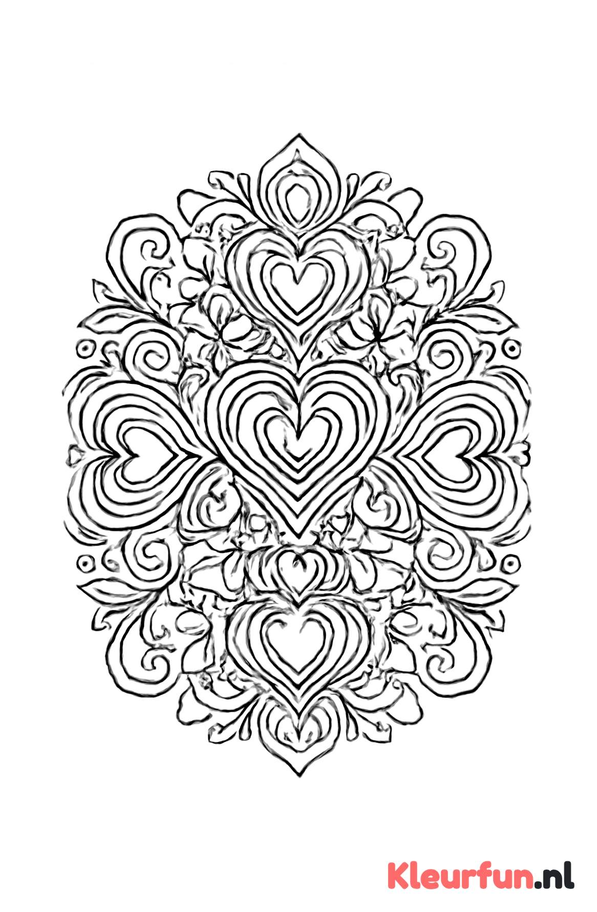 Complexe liefdevolle hartjes mandala