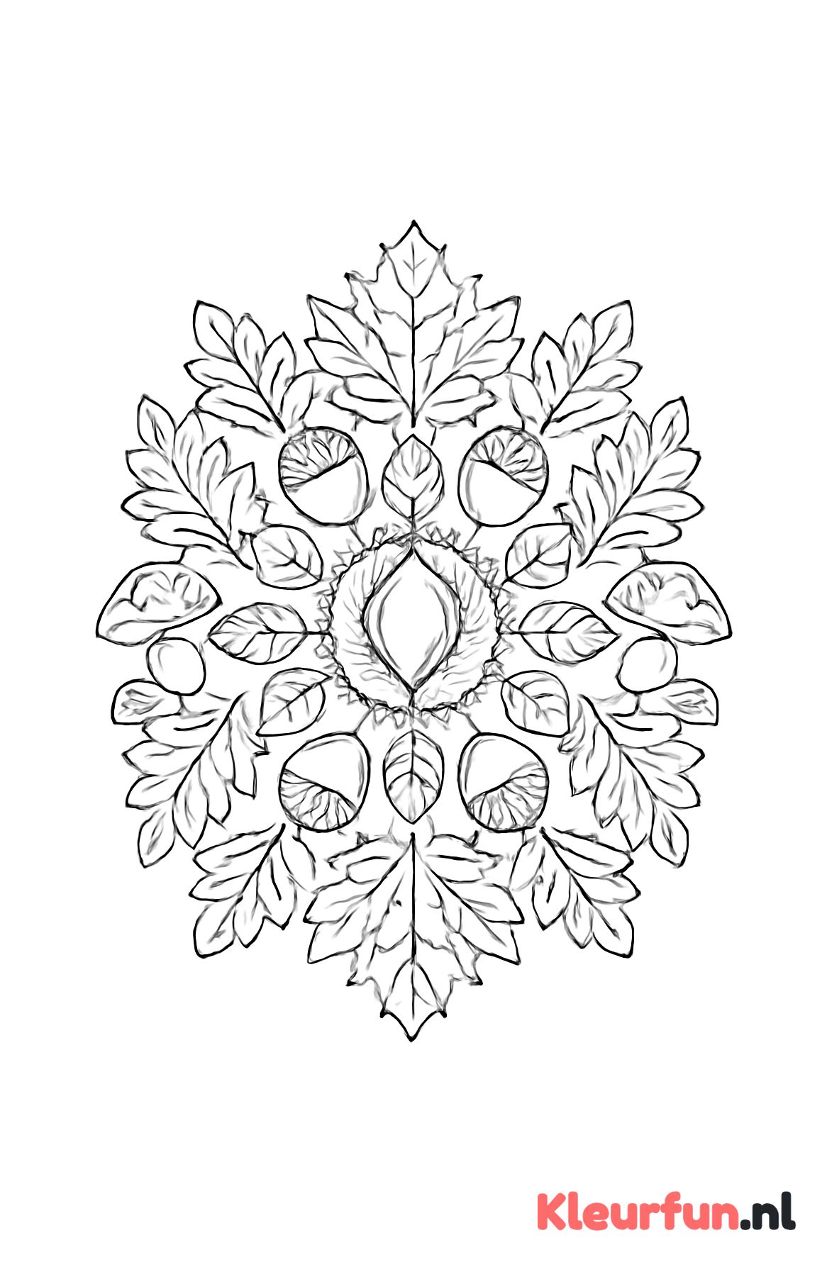 Herfst mandala met bladeren en paddenstoelen