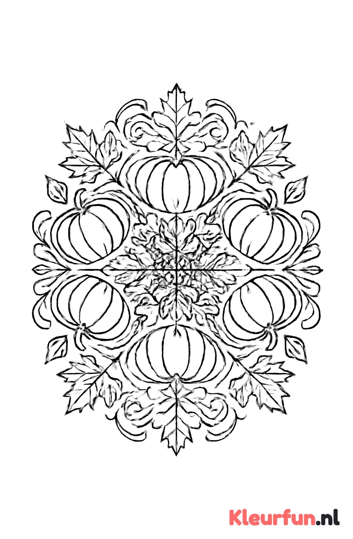 Herfst mandala met pompoenen en bladeren