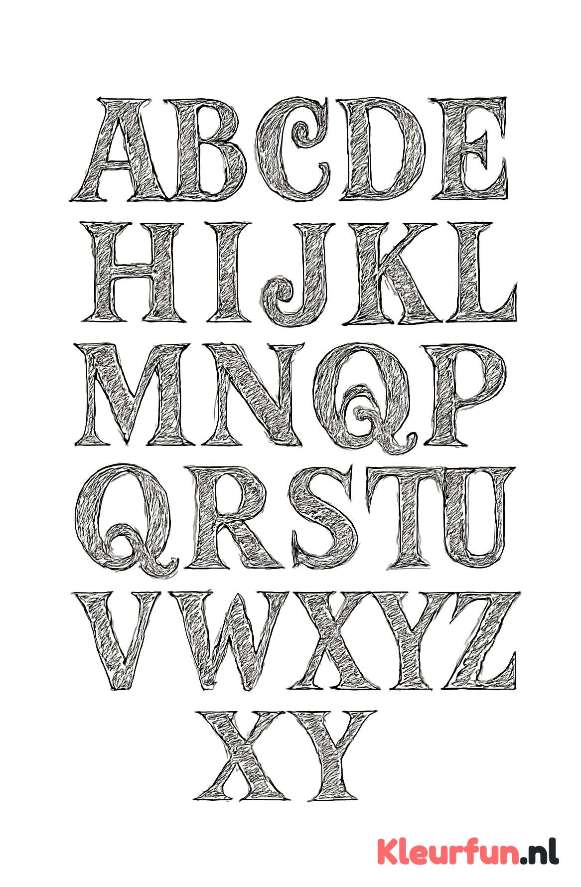 Kalligrafische hoofdletters kleurplaat