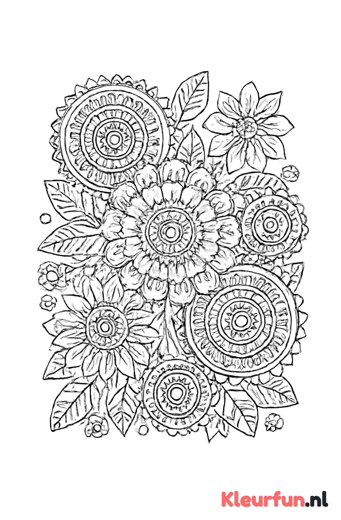 Ingewikkelde bloemen mandala voor kinderen