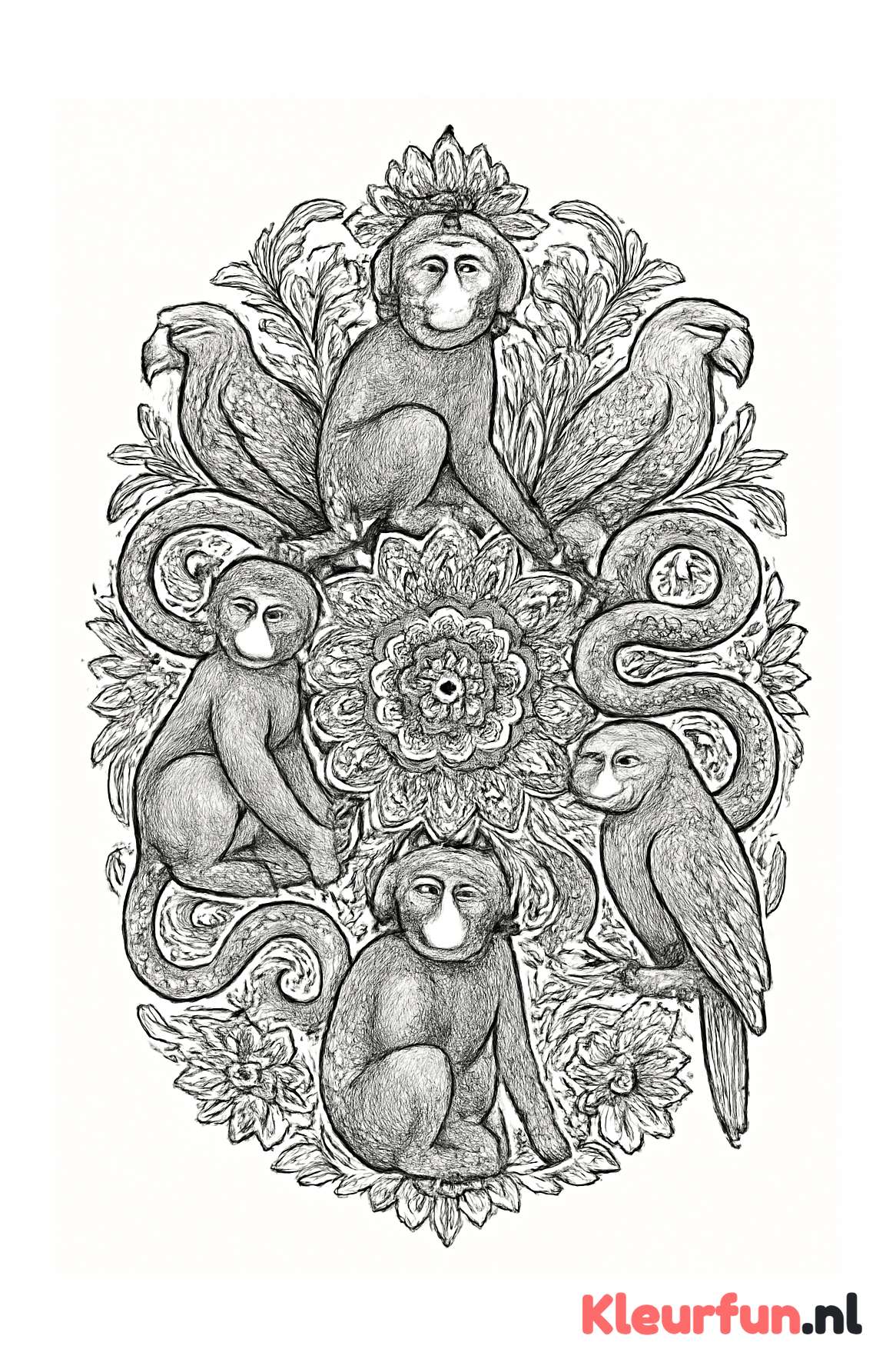 Jungle Dieren Mandala