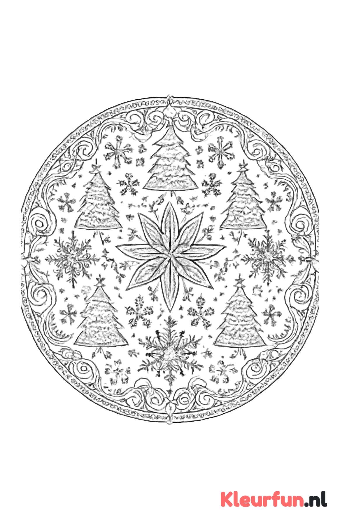 Complexe kerstmandala met kerstsymbolen