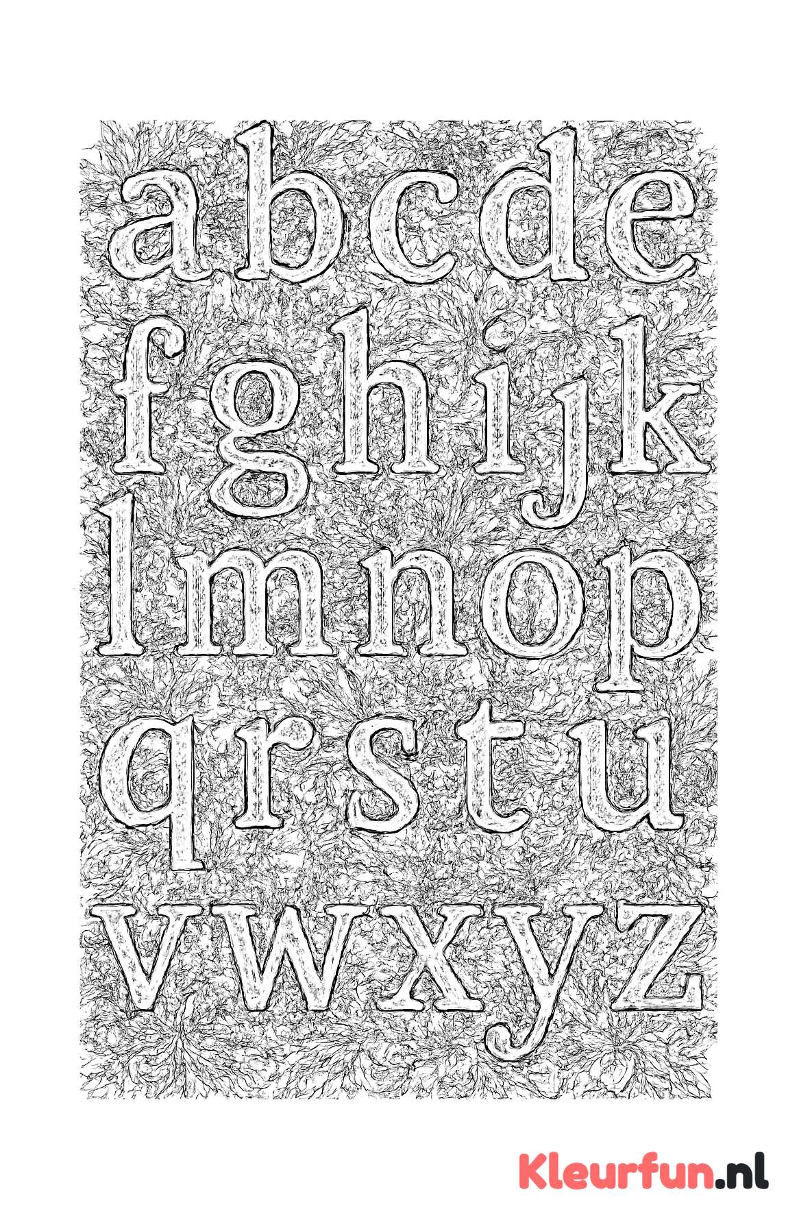 Kleine letters alfabet met fijne details
