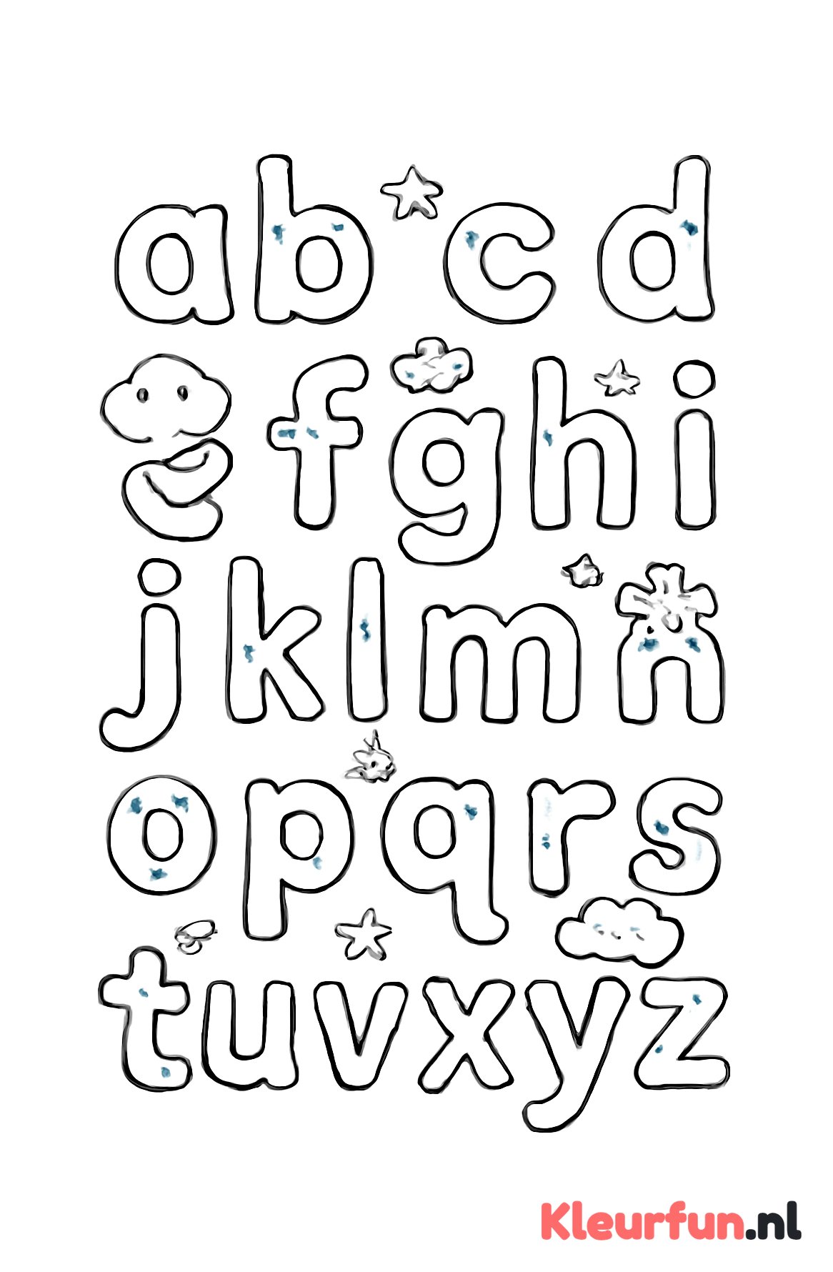 Kleine letters met gezichtjes en eenvoudige versieringen
