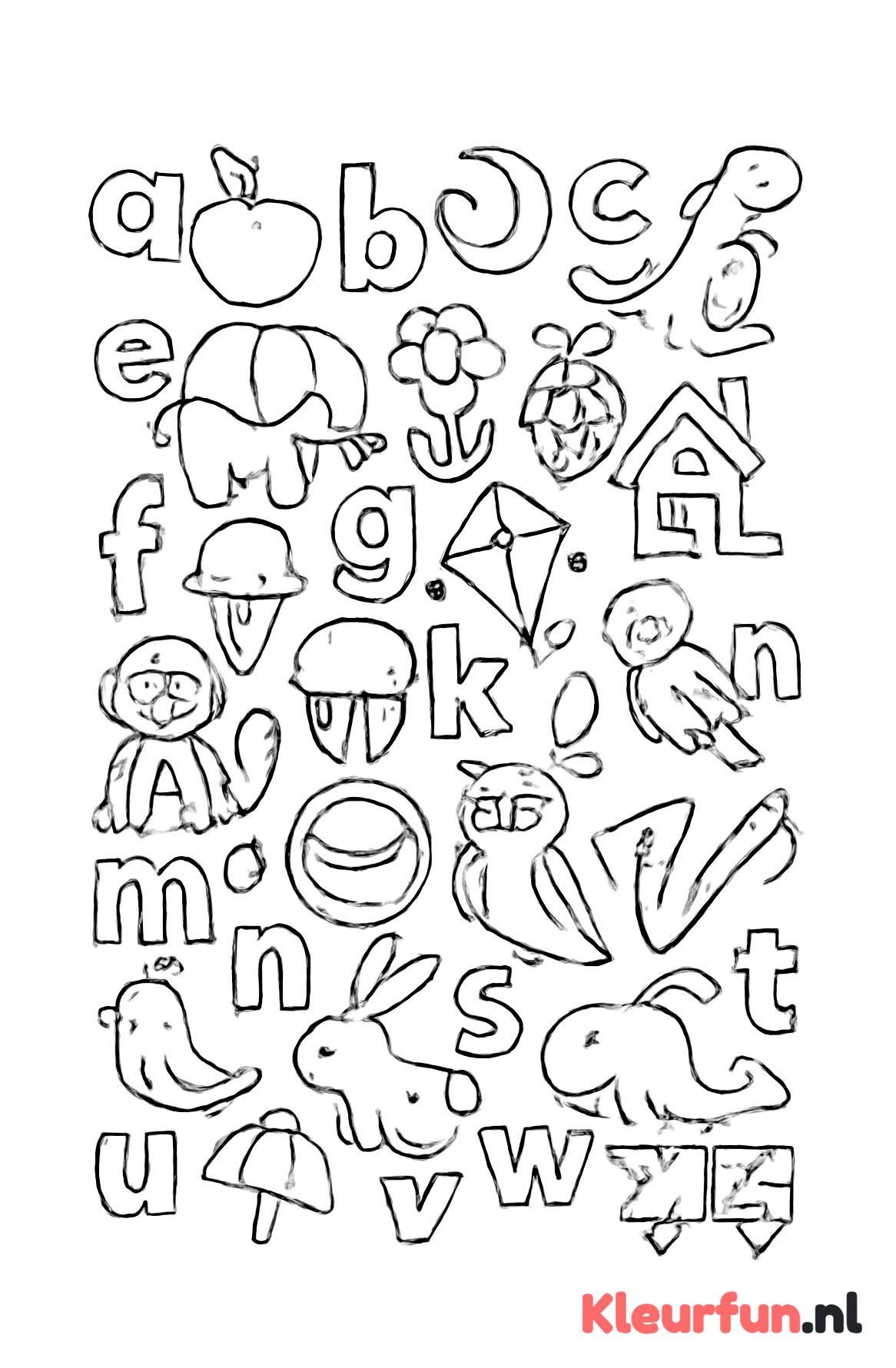 Kleine letters met eenvoudige voorwerpen