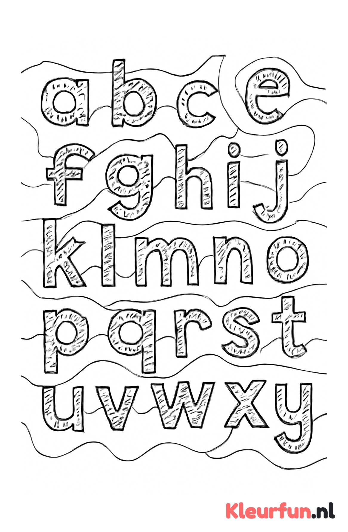 Kleine letters alfabet met patronen