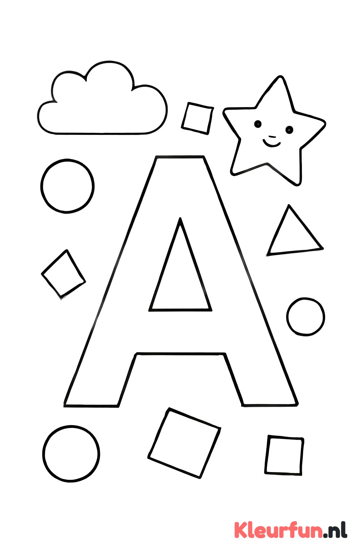 Letter A - eenvoudige kleurplaat