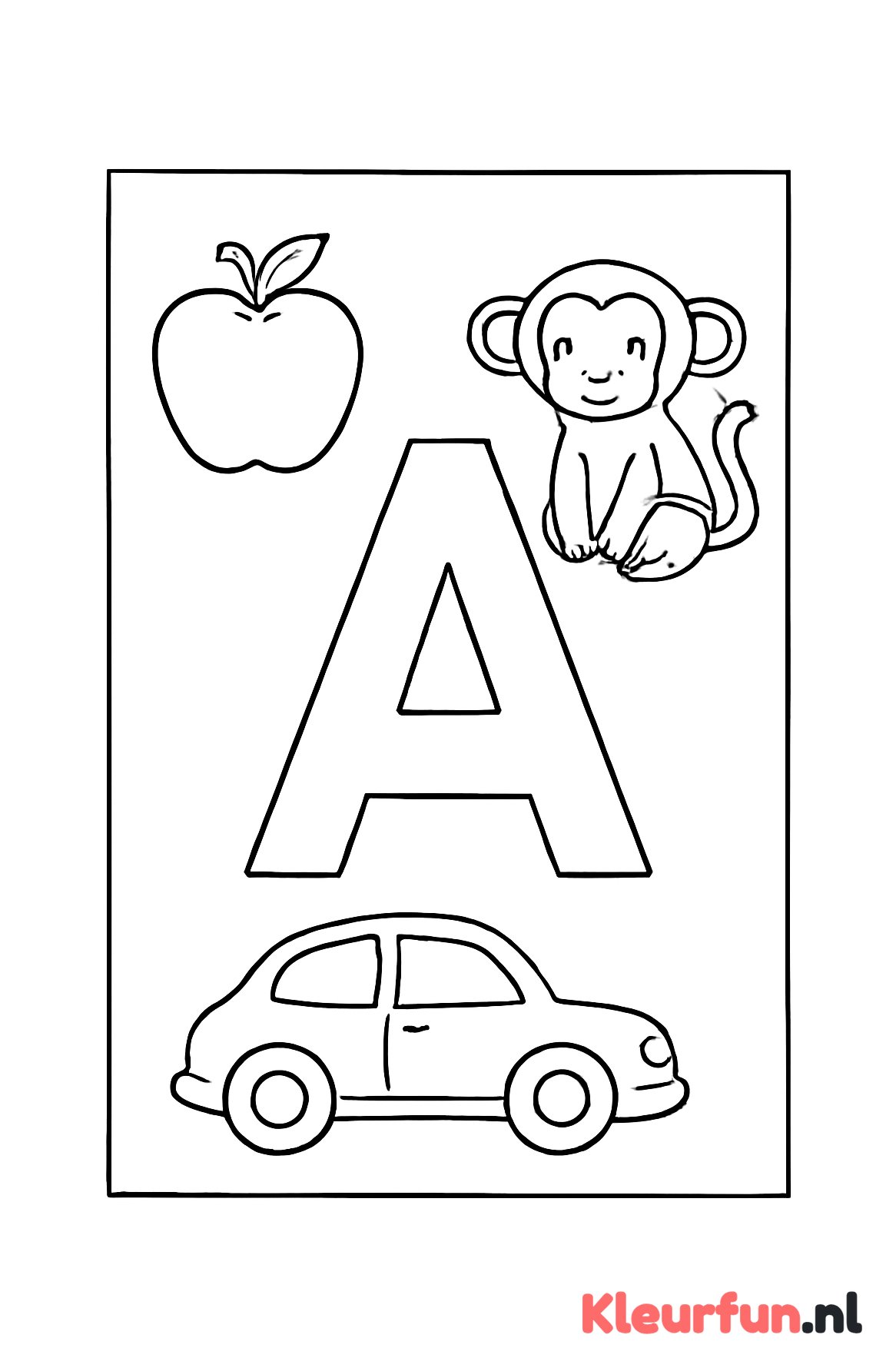 Letter A met voorwerpen