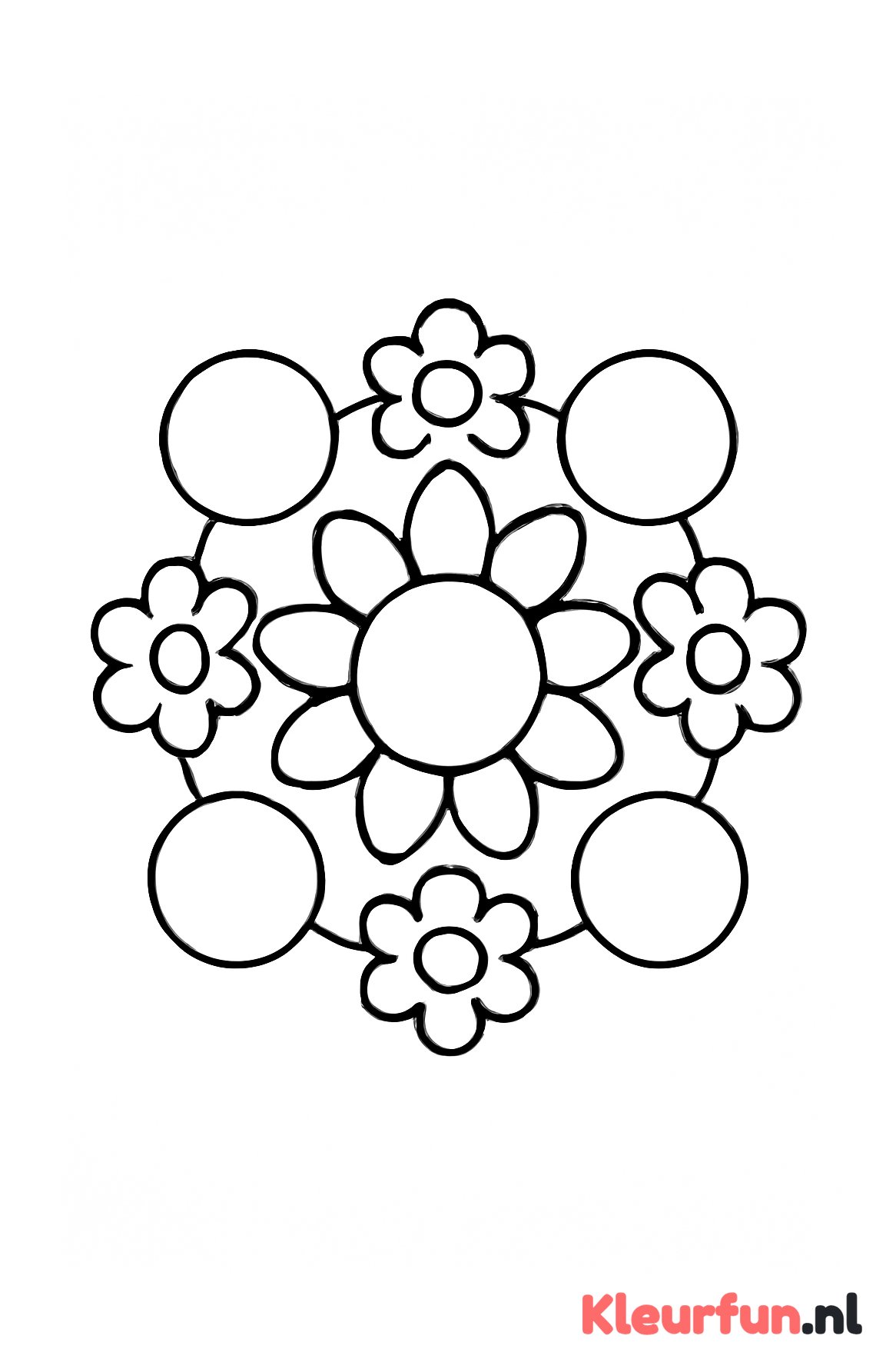 Eenvoudige mandala met bloemen voor kleuters