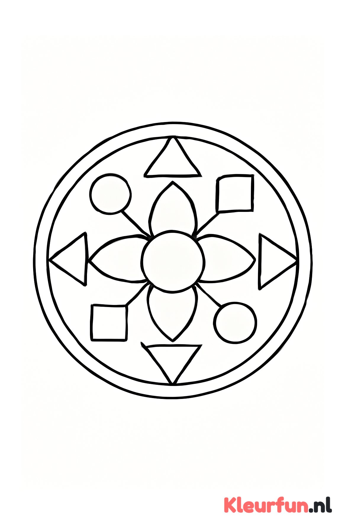 Geometrische mandala kleurplaat voor kleuters