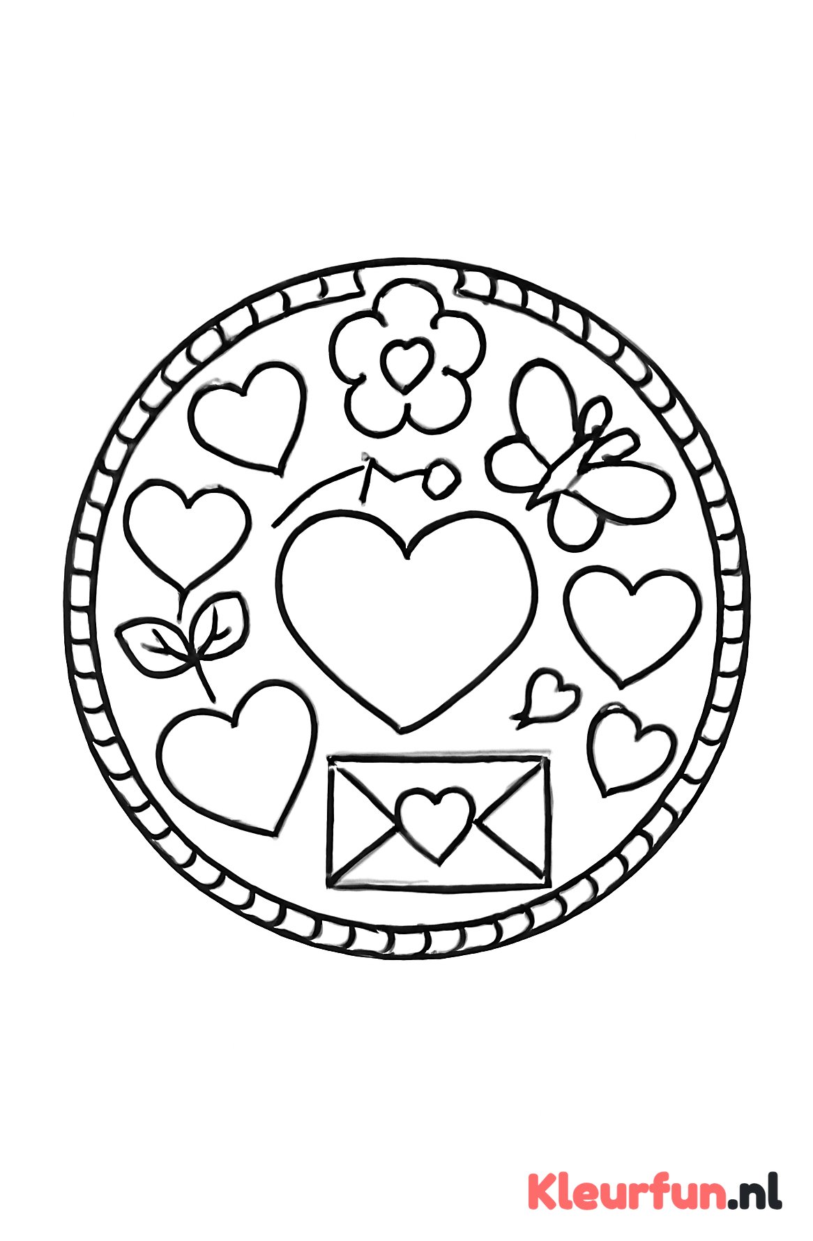 Mandala met lichte hartjes voor kleuters