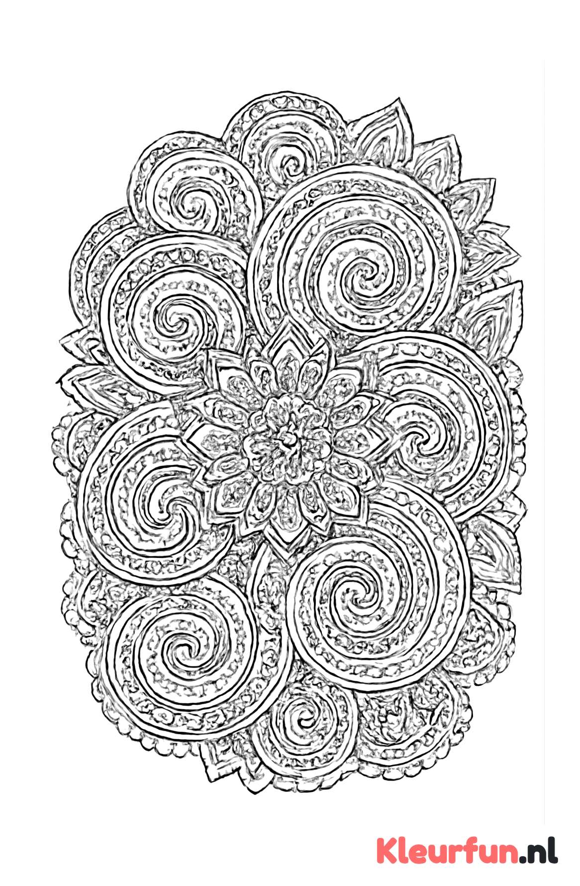 Mandala met spiralen en fijne details