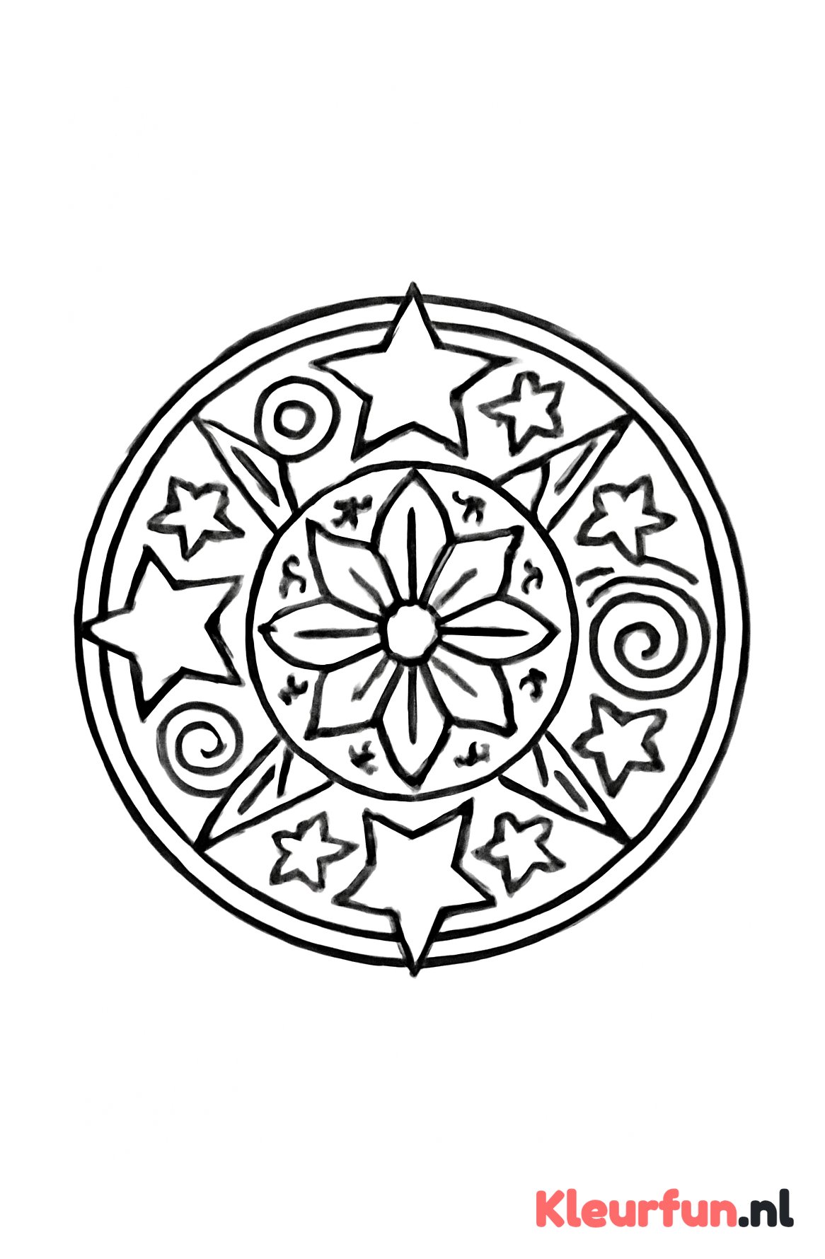 Mandala met sterren en spiralen