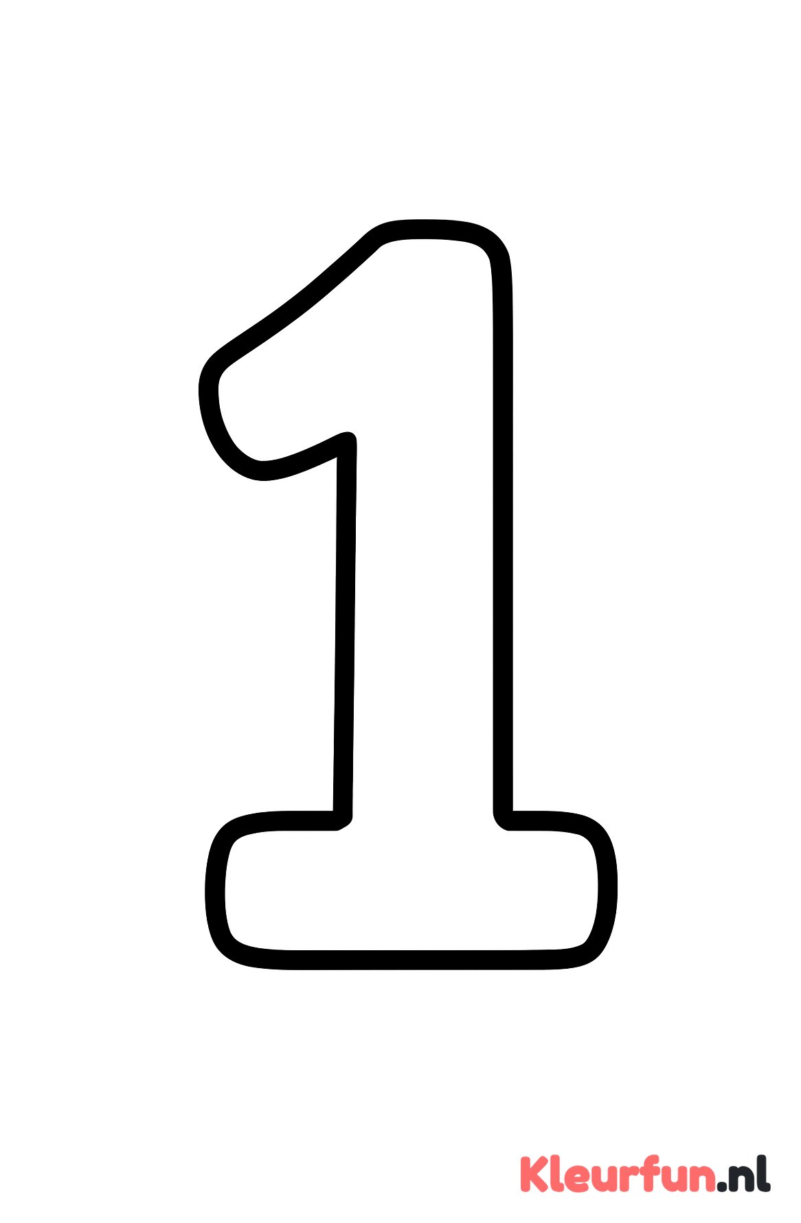 Nummer 1 kleurplaat