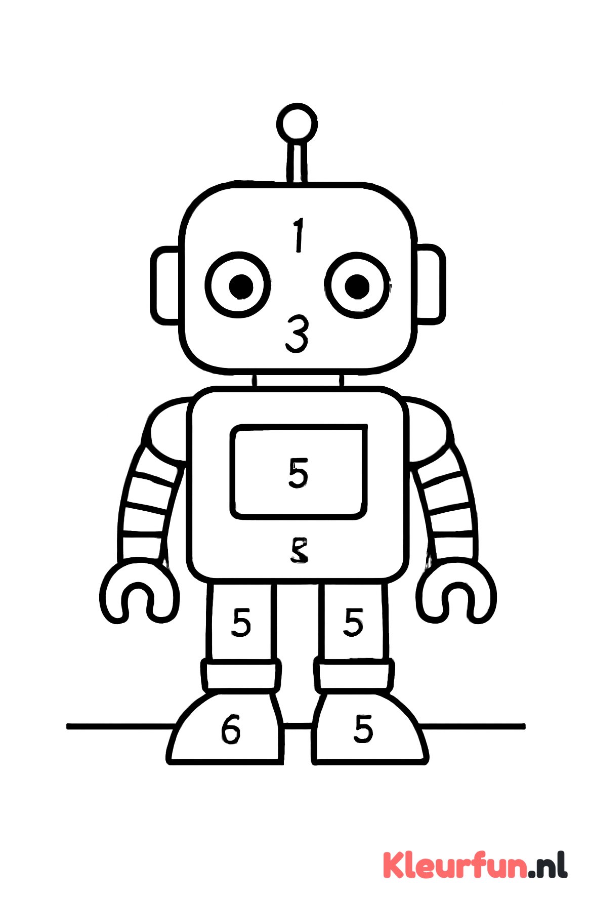 Robot kleurplaat op nummer