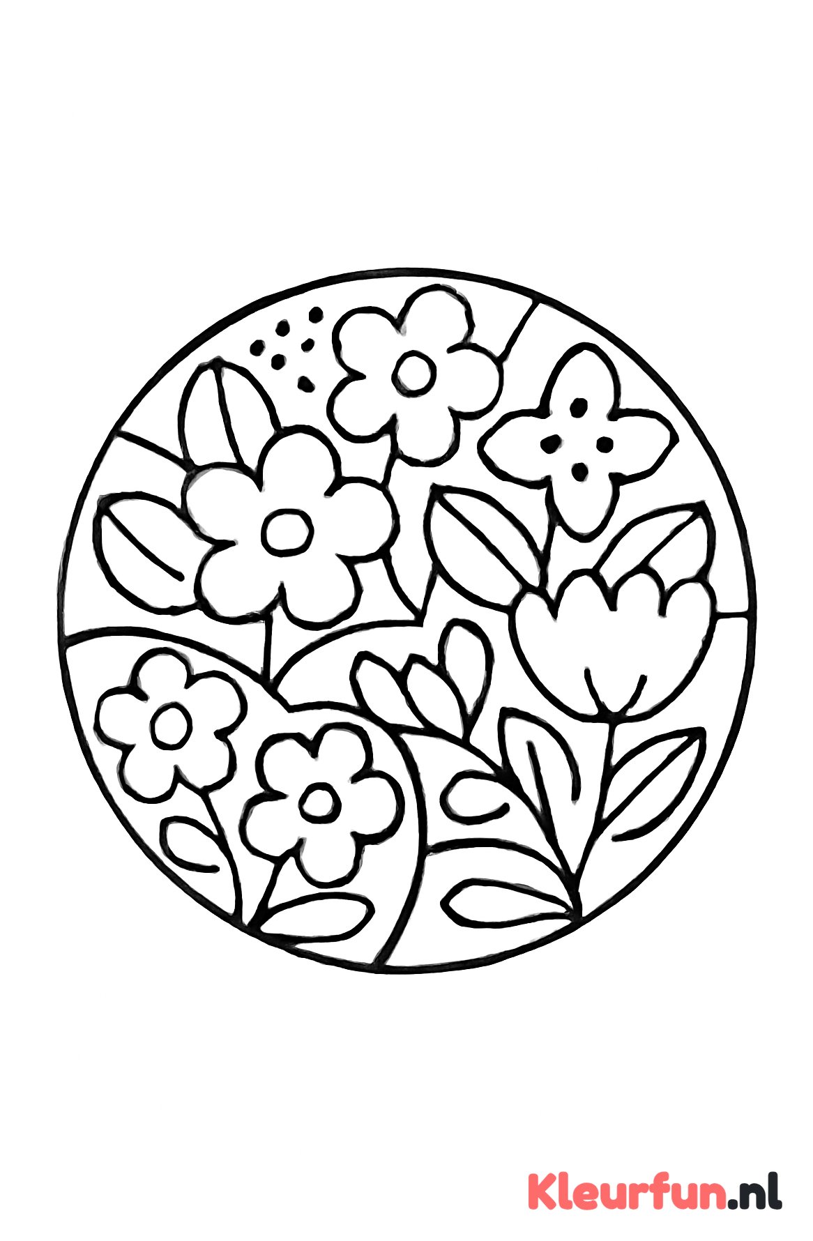 Ronde bloemenmandala in segmenten