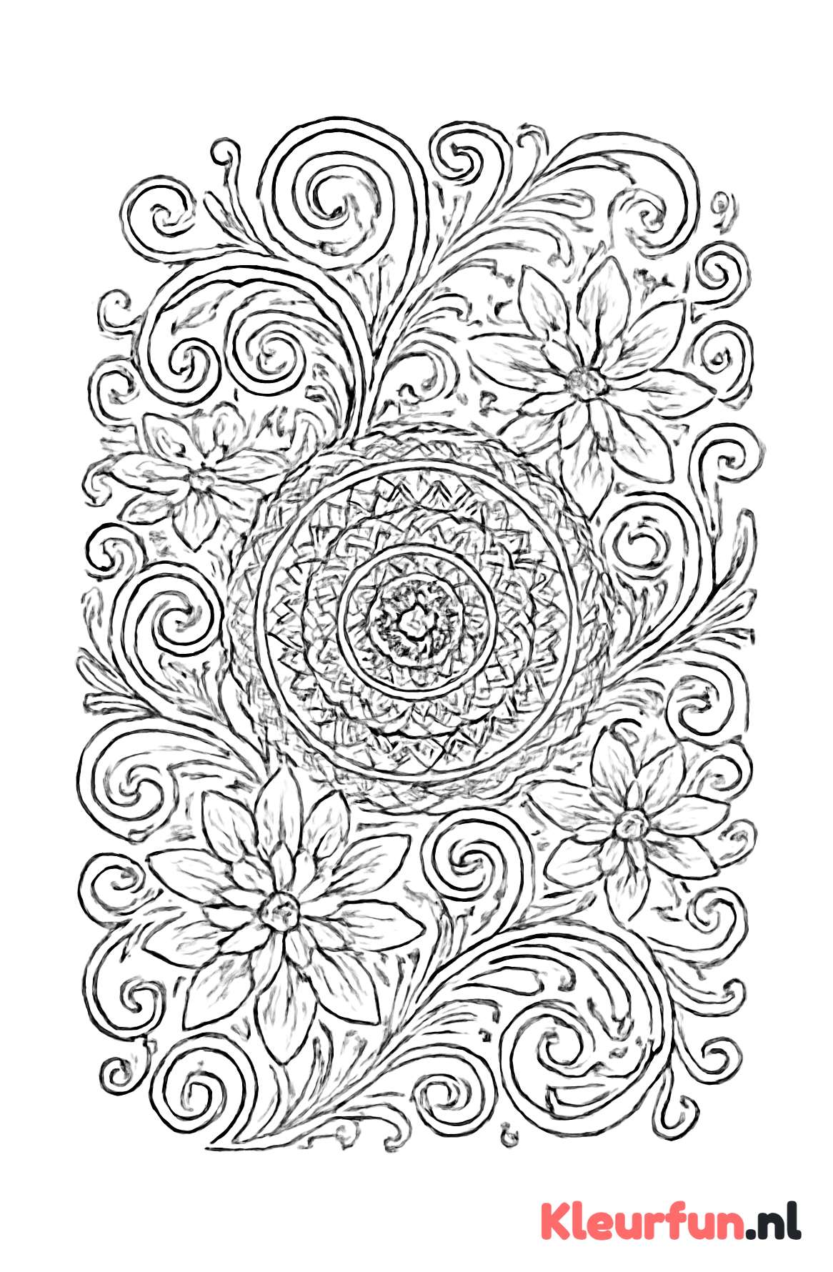 Spiralen en Bloemen Mandala
