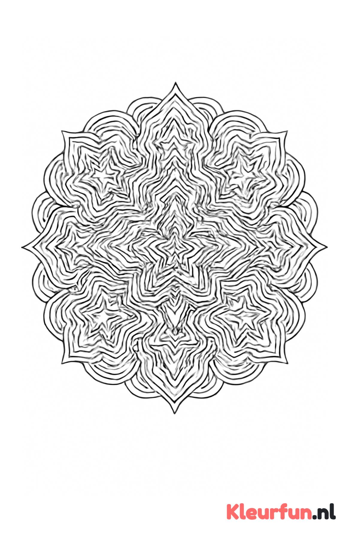 Mandala met sterren en golvende lijnen (gevorderd)