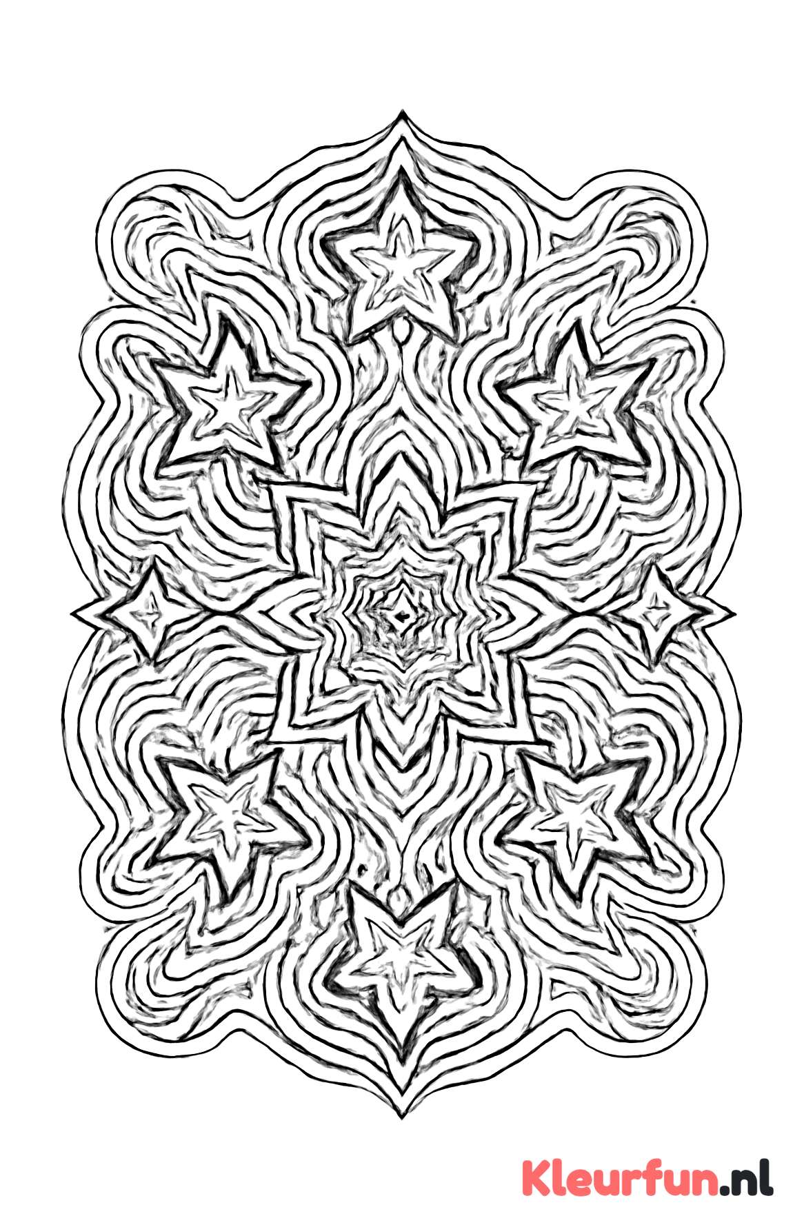 Mandala met sterren en golvende lijnen