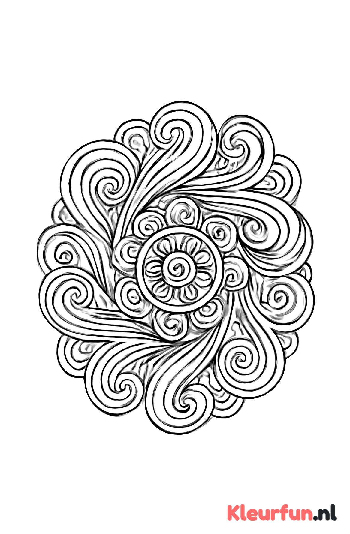 Mandala met golvende vormen en spiralen