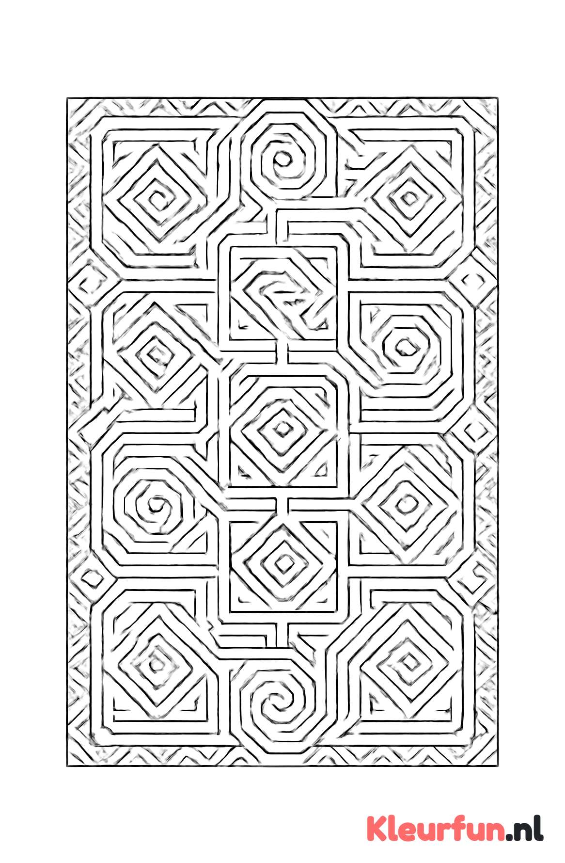 Symmetrisch labyrint met geometrische figuren