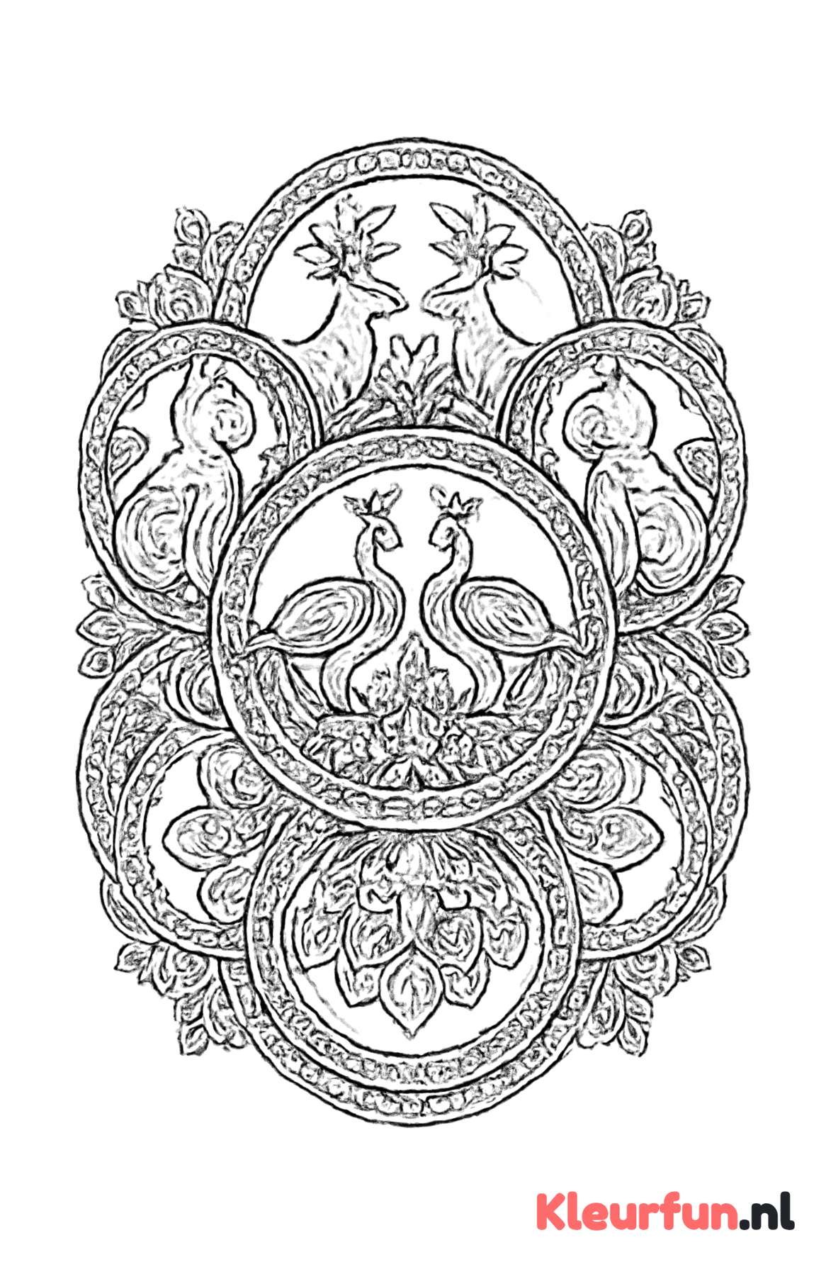 Symmetrische Dieren Mandala