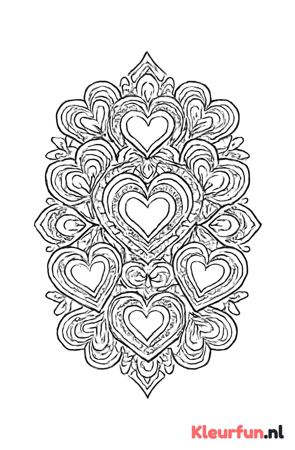 Symmetrische hartensymboliek mandala