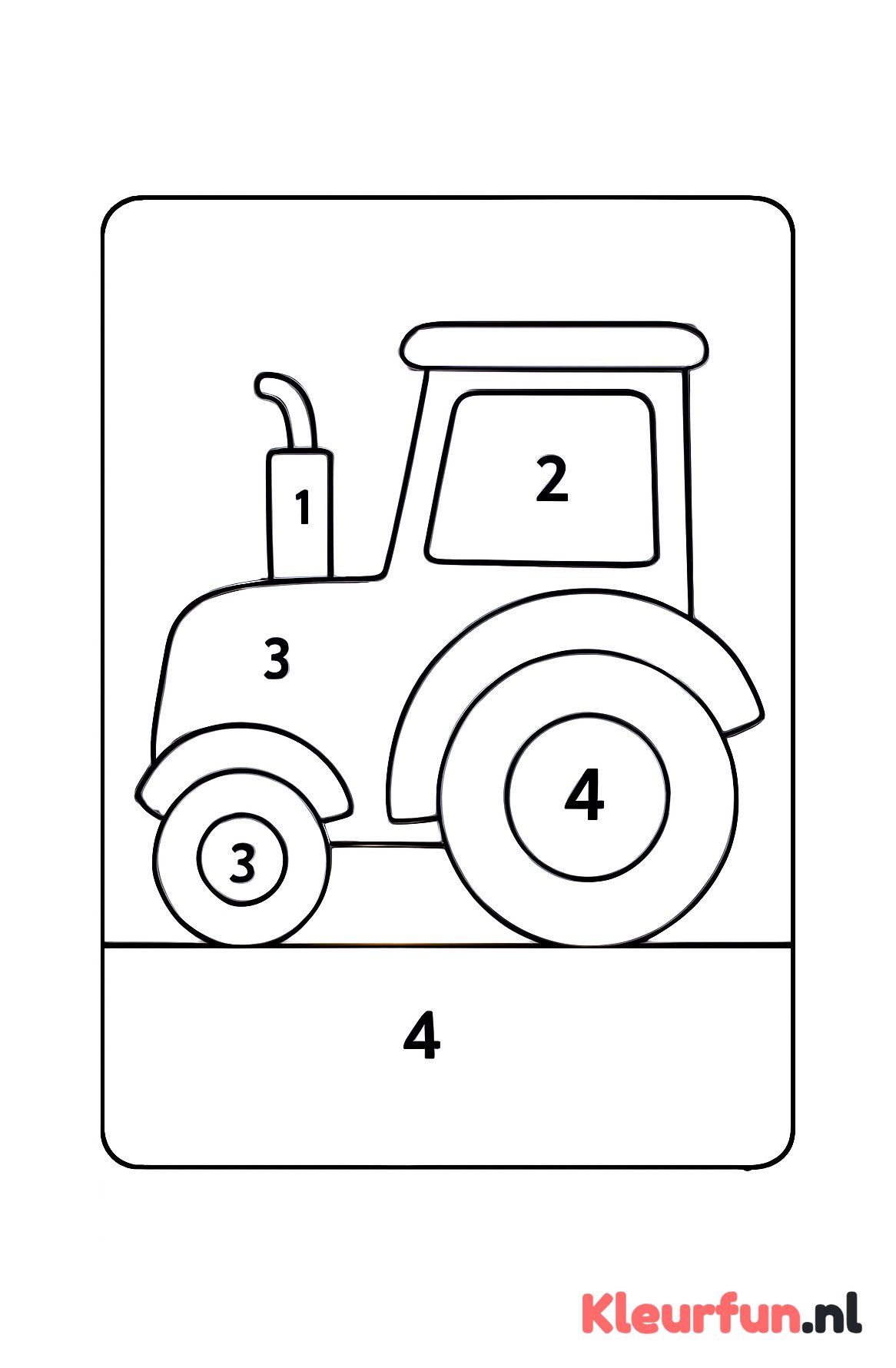 Tractor kleurplaat op nummer