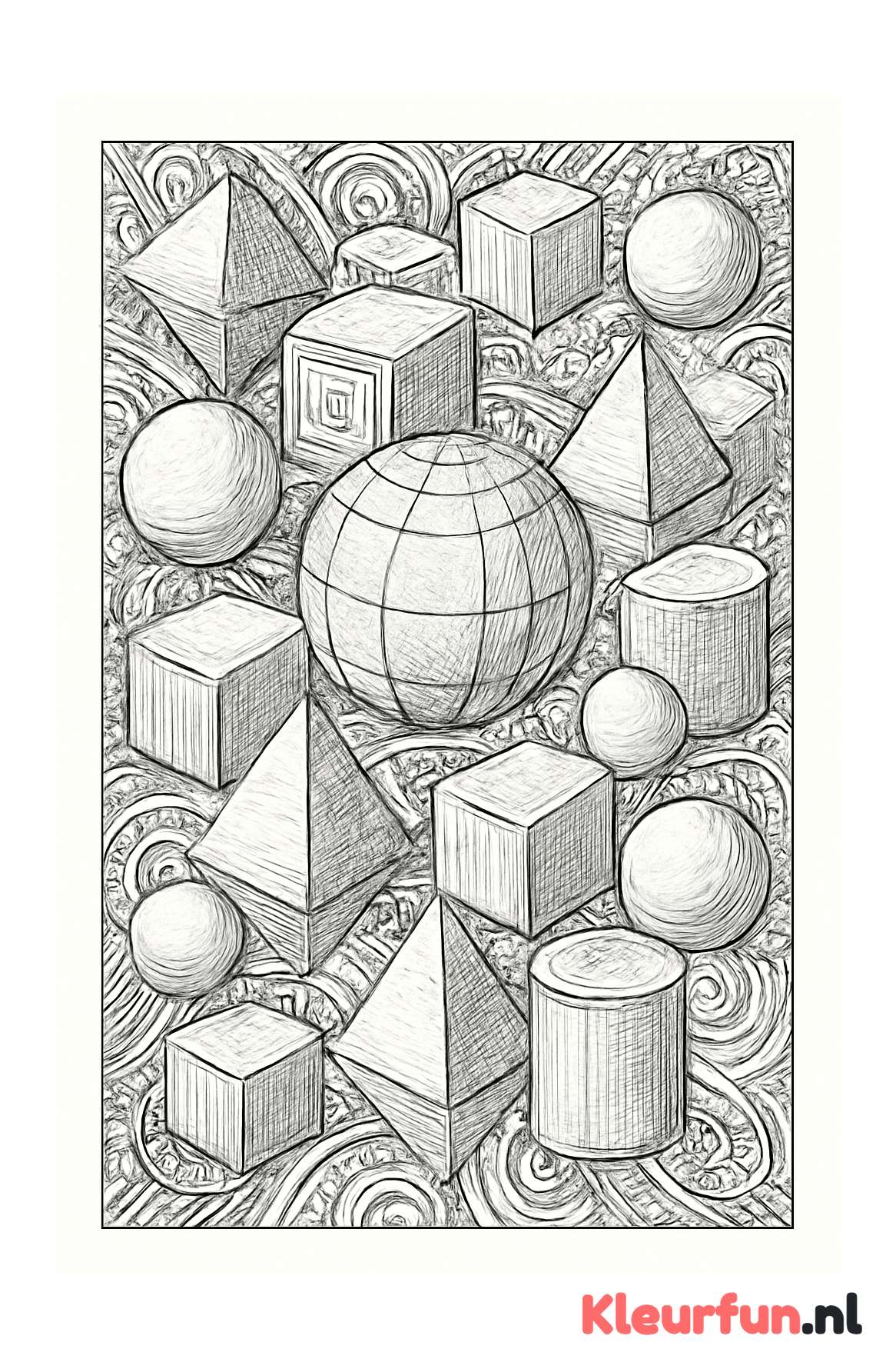 Verscheiden ruimtefiguren in geometrisch patroon